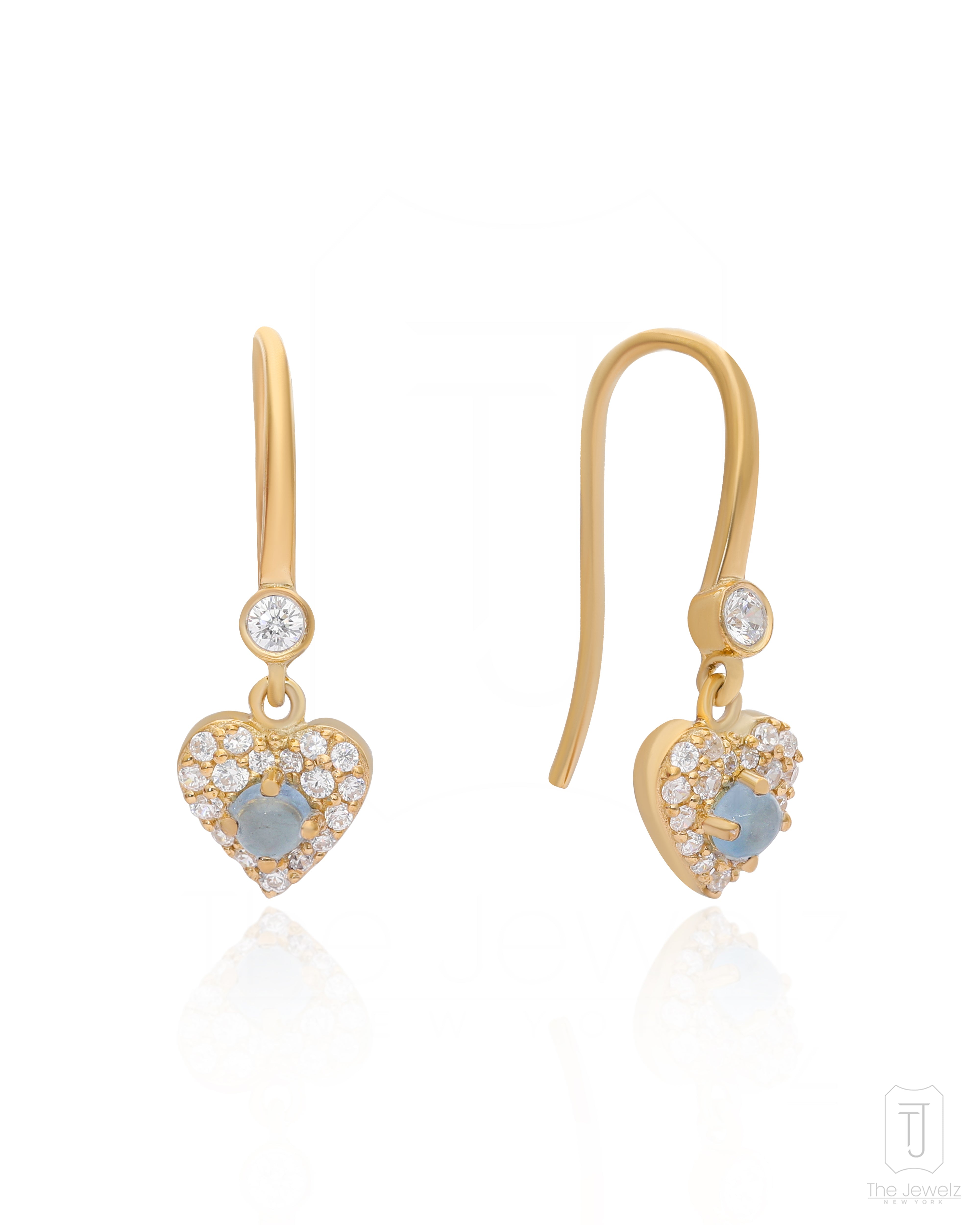 The Jewelz Women's Neutrals / Blue / Silver 'celestial Sigh' 925 Silver Natural Aquamarine Drop Earrings