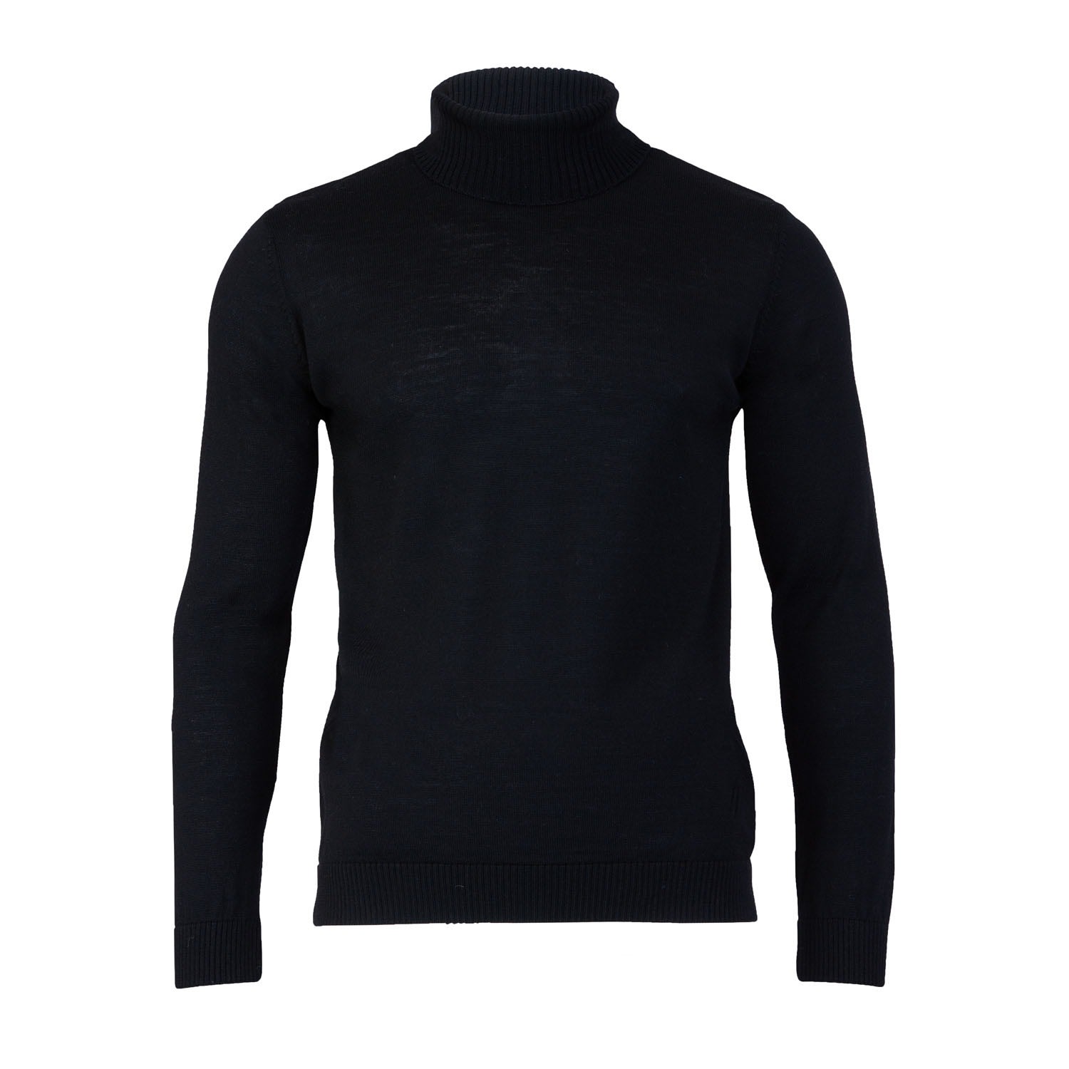 Paul James Knitwear Mens Extra Fine Merino Wool Weston Roll Neck Jumper - Black In Black