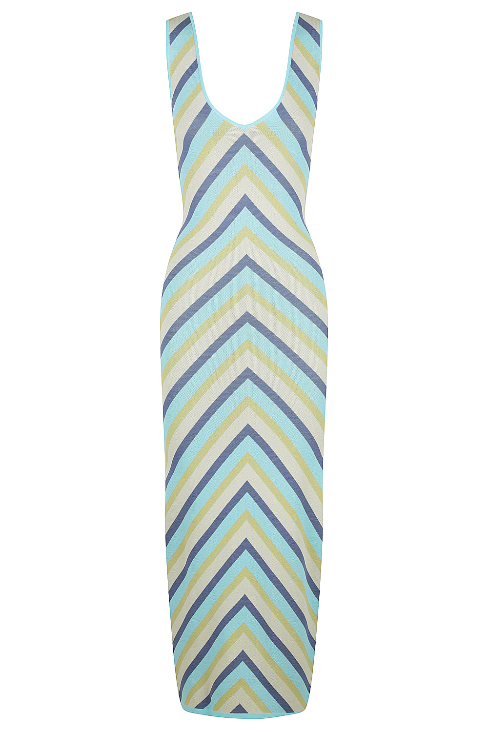 Women’s Maxine Vertical Stripe Dress - Blue Curacao, Citrus And Denim Large St Cloud Label