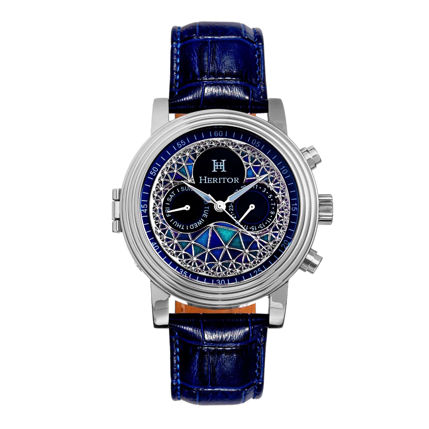 Heritor Automatic Winston Men's Watch Black Band Silver Case
