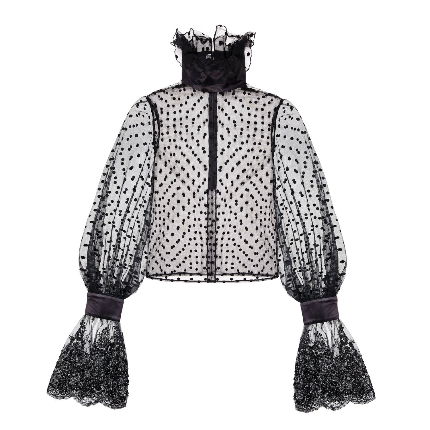 polka dot high neck blouse