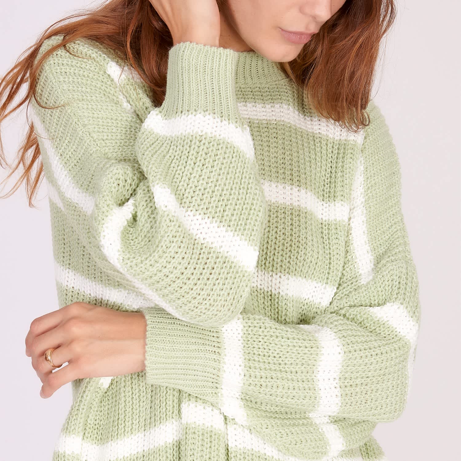 Bea Sweater - Green White | VOLSEW PARIS | Wolf & Badger