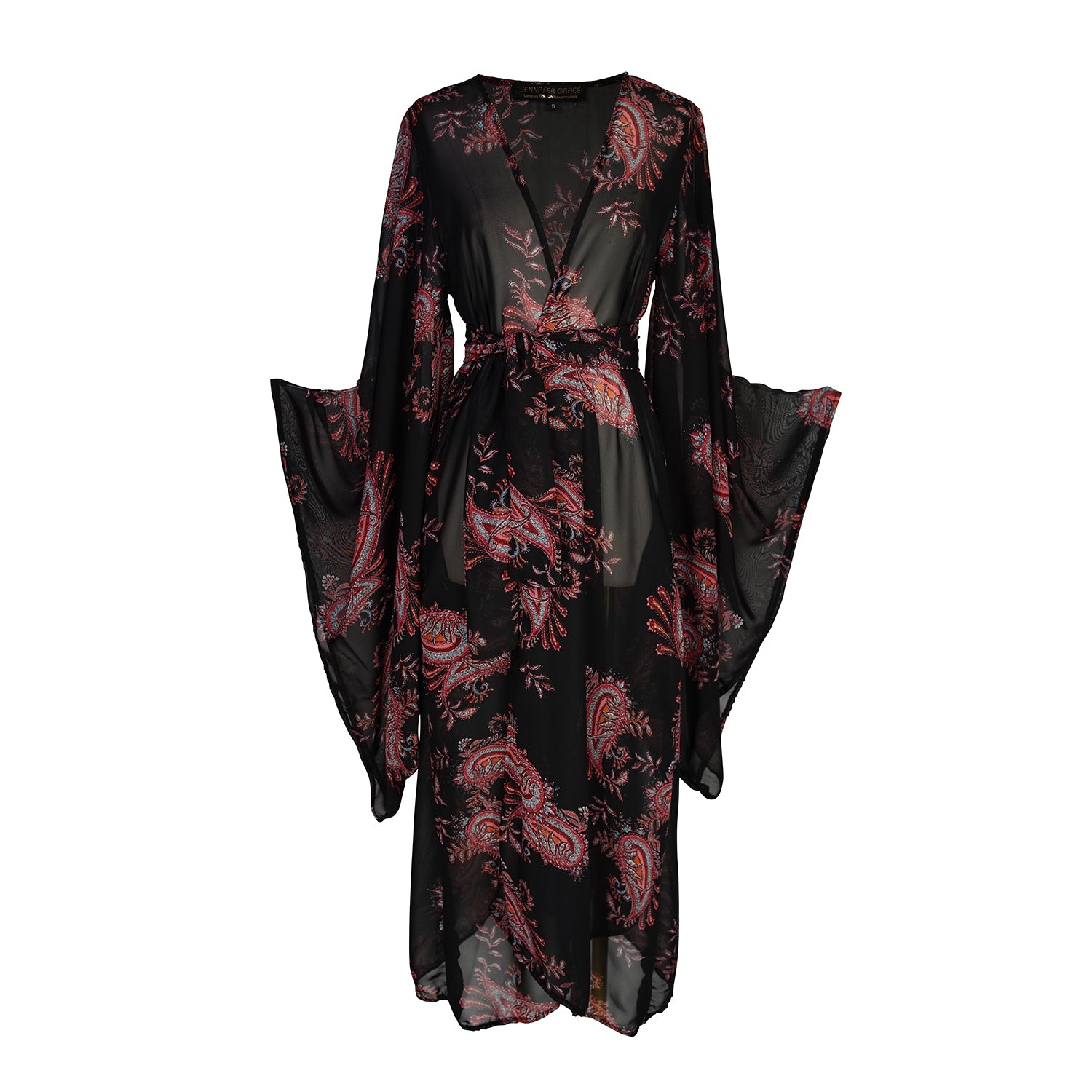 Jennafer Grace Women's Black / Pink / Purple Vera Paisley Kimono In Black/pink/purple