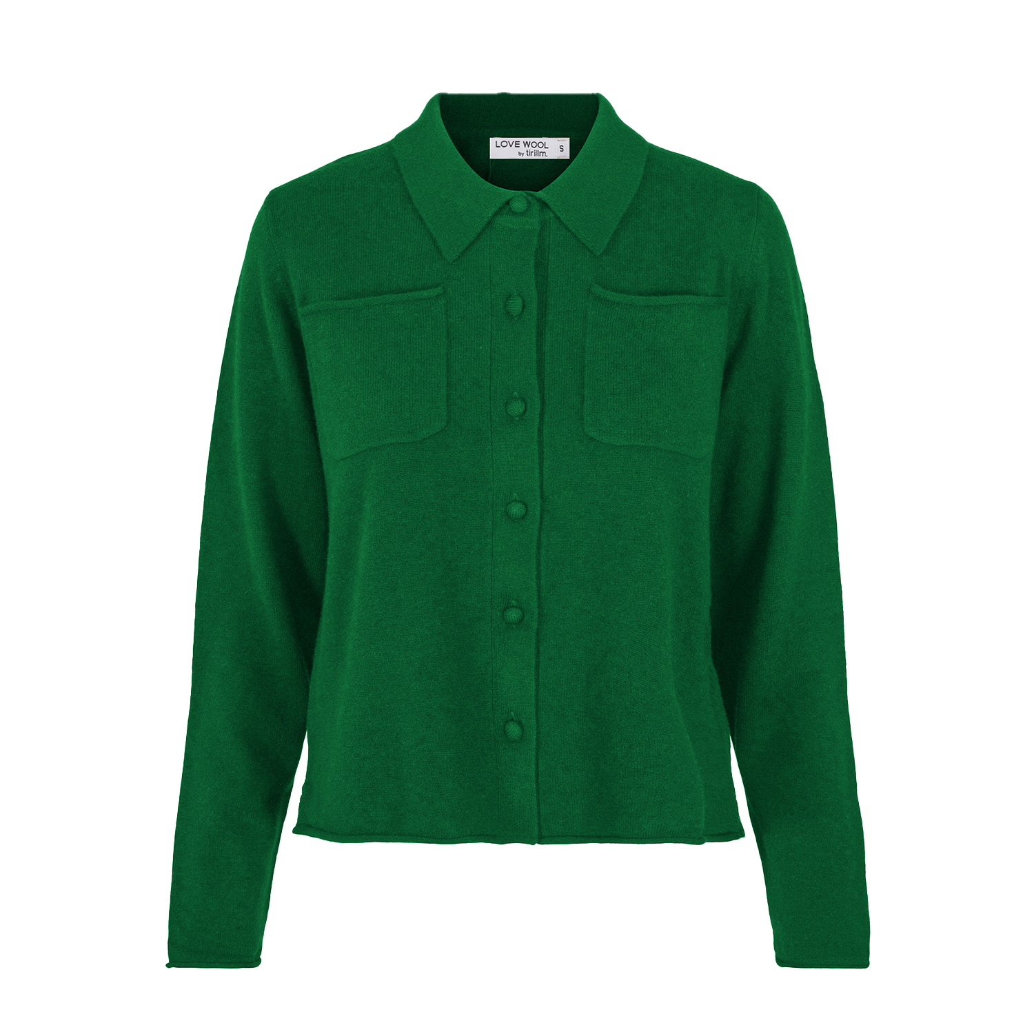 Tirillm Women's Nadine Cardigan With Collar And Pockets, Green