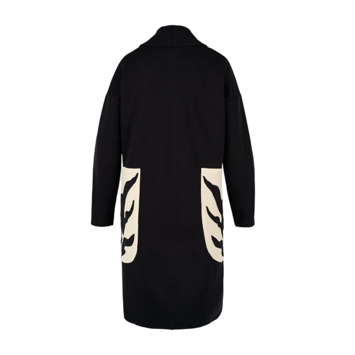 Alina Cernatescu Women's Black / Neutrals Almeria Black & Beige  Embroidered  Cotton With  Linen Pockets Coat In Black