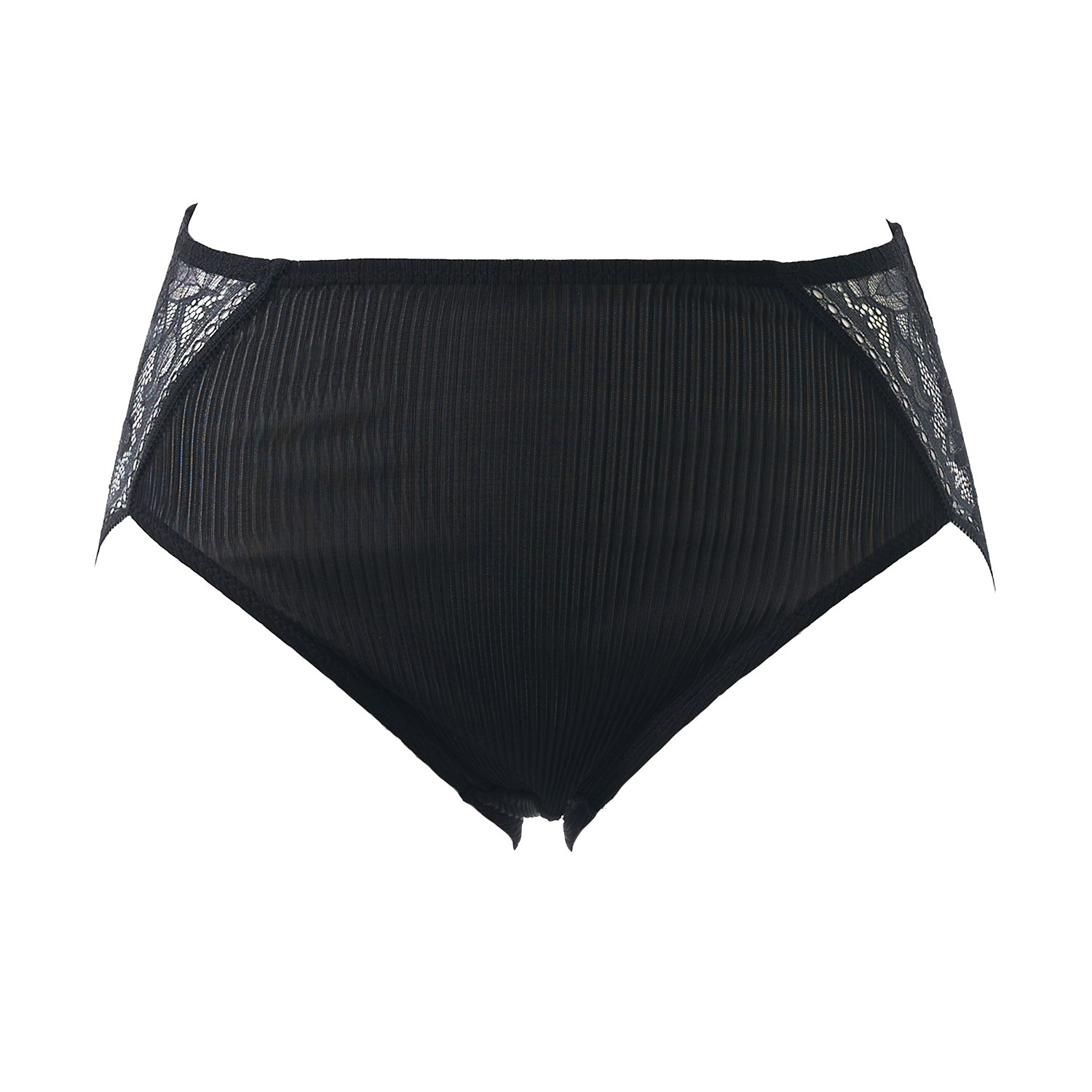 Aromatique Women's Silk Accordion Back Lace Brief - Black In Black