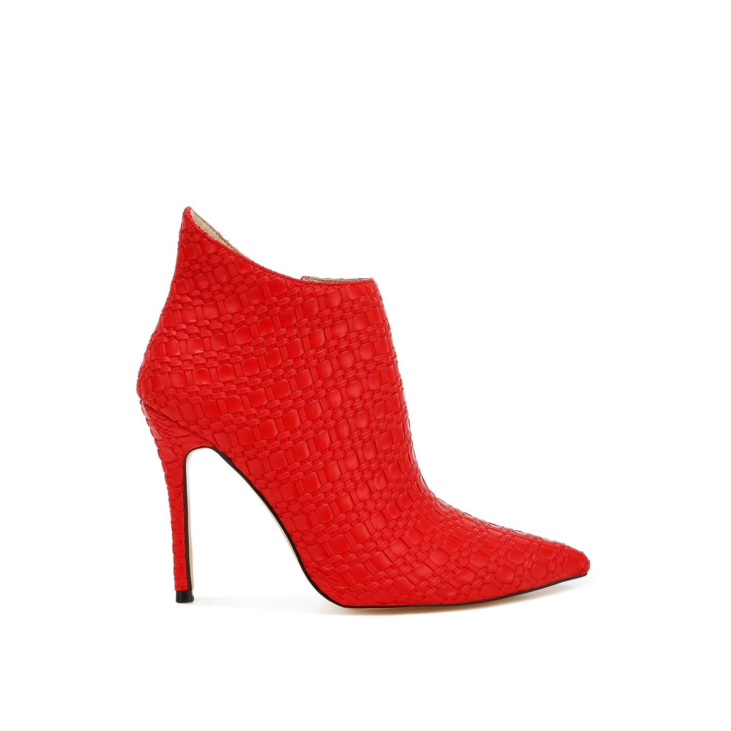 Rag & Co Women's Red Lolita Woven Texture Stiletto Boot In Black By  In Red