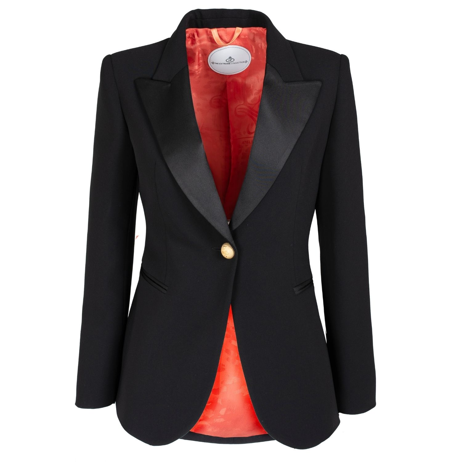 Women's Premium Crepe Blazer Black Single Breasted With Satin Flaps | Extra Small | The Extreme Collection