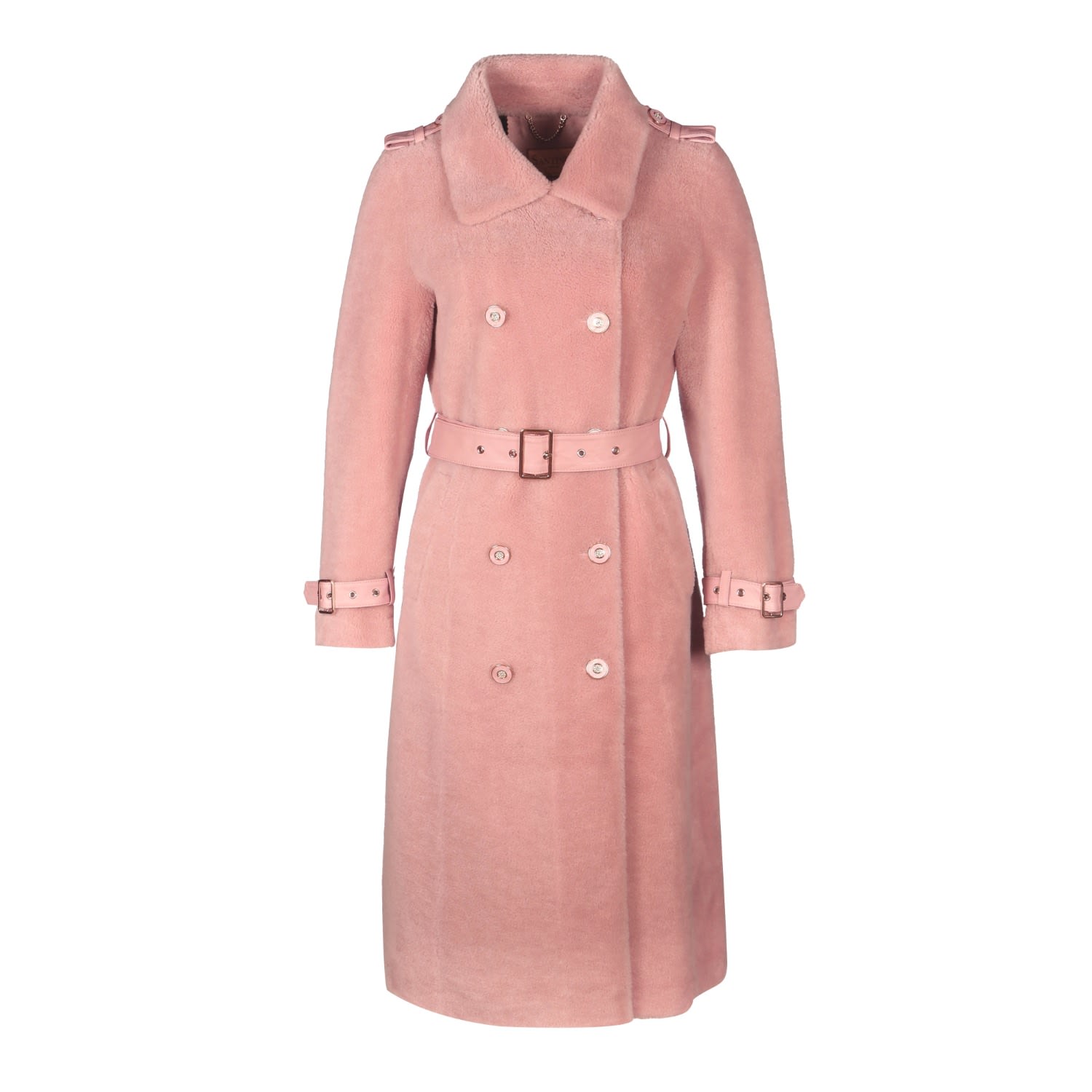 Women’s Pink / Purple ’Loren’ 100% Wool Trench Coat In Rosa L/Xl Santinni