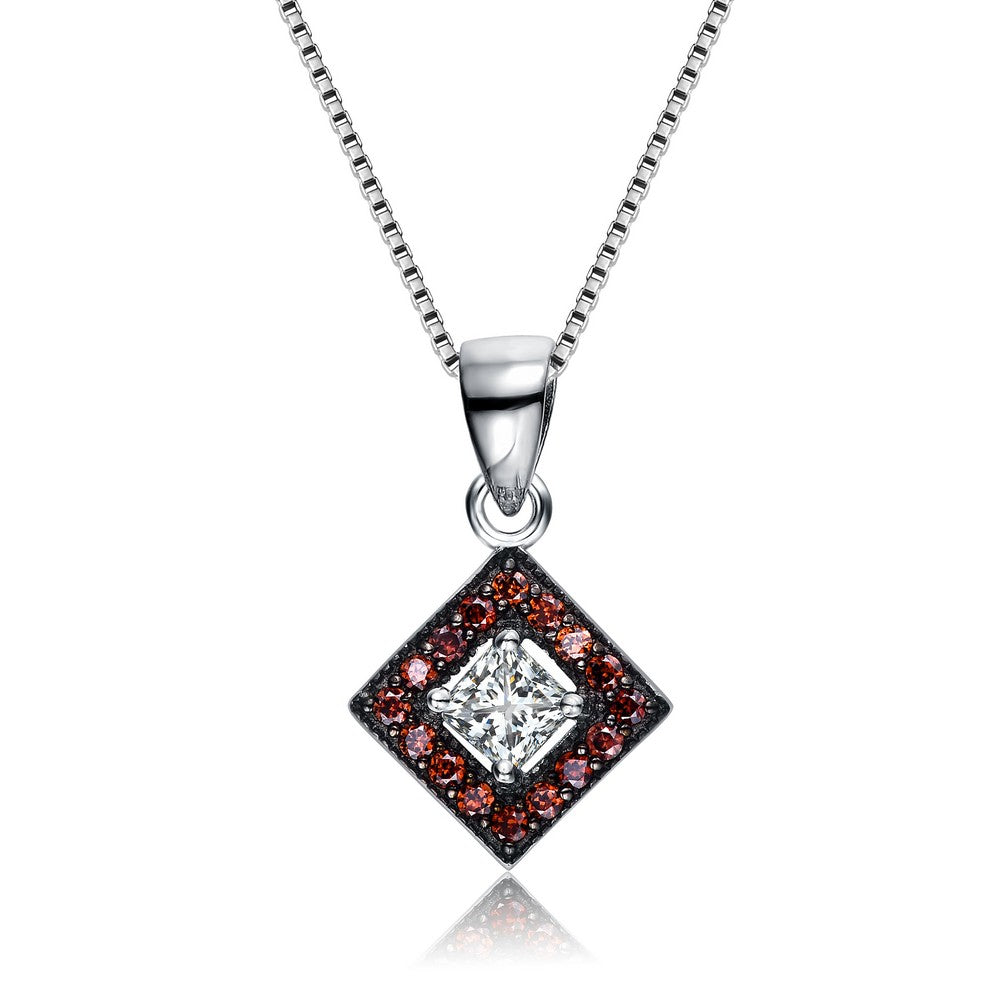 Women’s Black / White / Silver Sterling Silver Smokey Pendant Genevive Jewelry