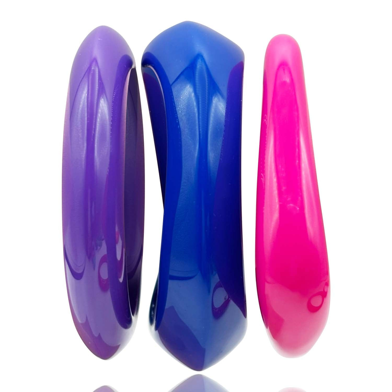 Michael Nash Jewelry Women's Blue / Pink / Purple Purple And Navy And Fuschia Three Piece Resin Bangle Set