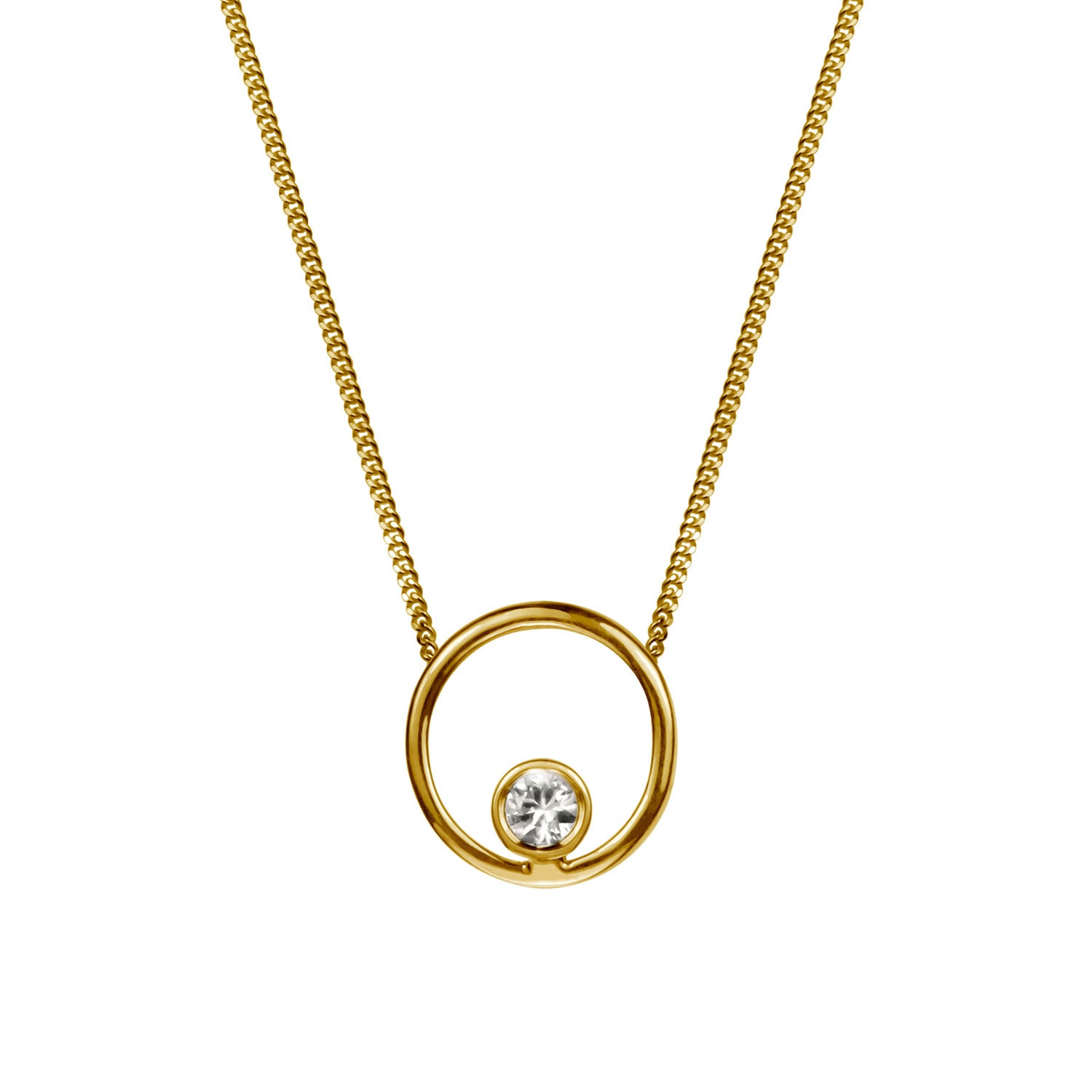 Women’s Halo Necklace White Sapphire & Gold Lee Renee