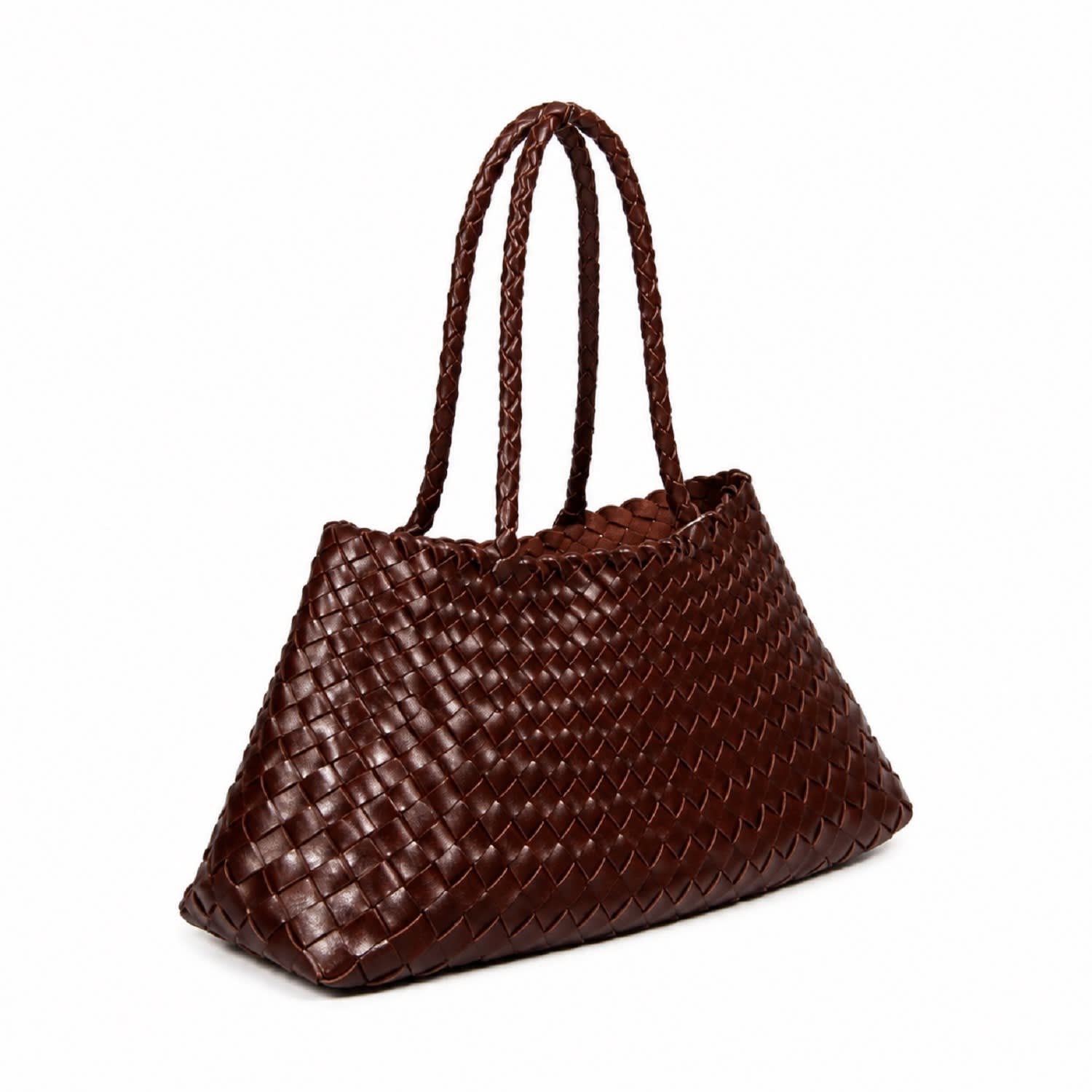 Women's Woven Vegan Leather Carry On Bag - Brown | Rimini