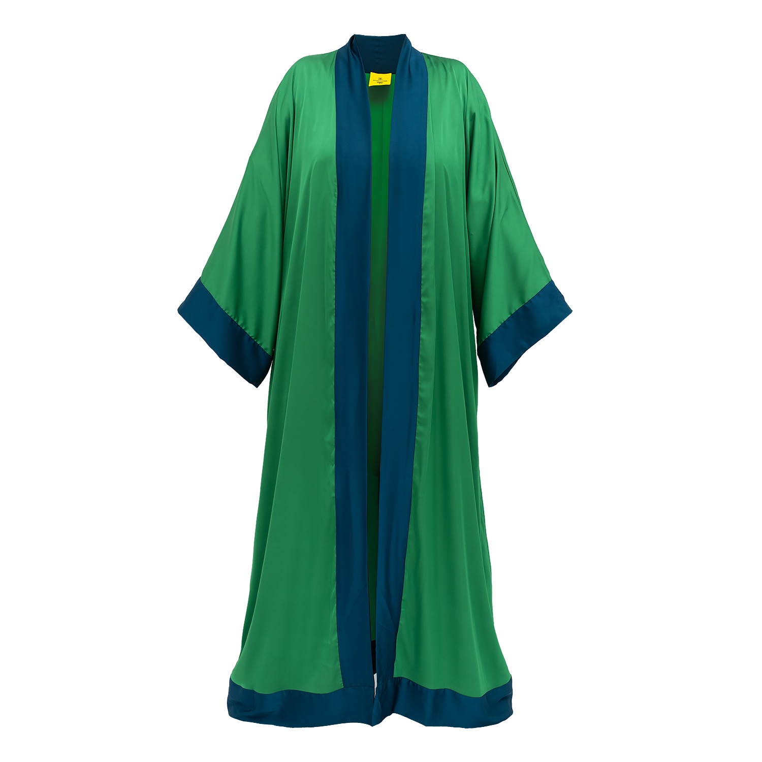 Women’s Blue / Green Green Blue Cuffs Satin Long Abaya Kaftan One Size Janara Jones