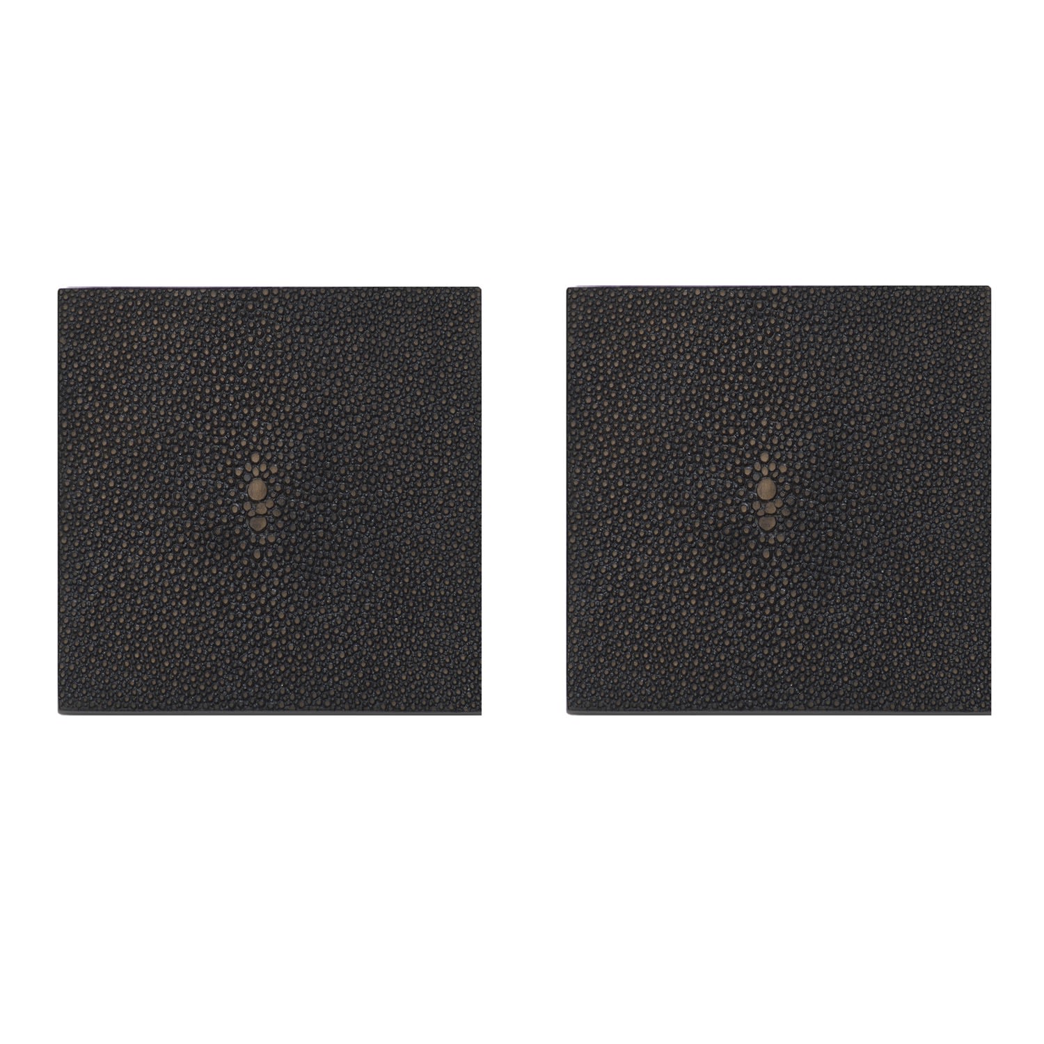 Brown Set Of Two Coasters - Faux Shagreen Chocolate Posh Trading Company