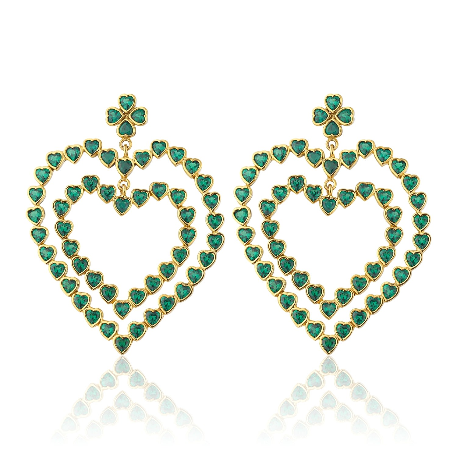 Women’s Follow Your Heart Earrings - Emerald Green Maison Soula