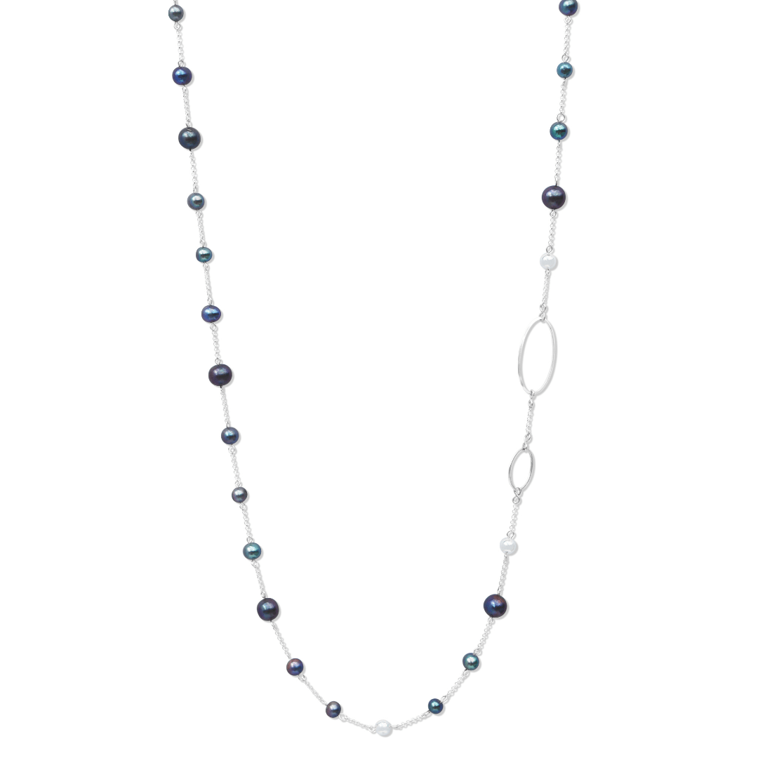 Women’s La Pierre Black Fresh Water Pearl Long Necklace Fv Jewellery
