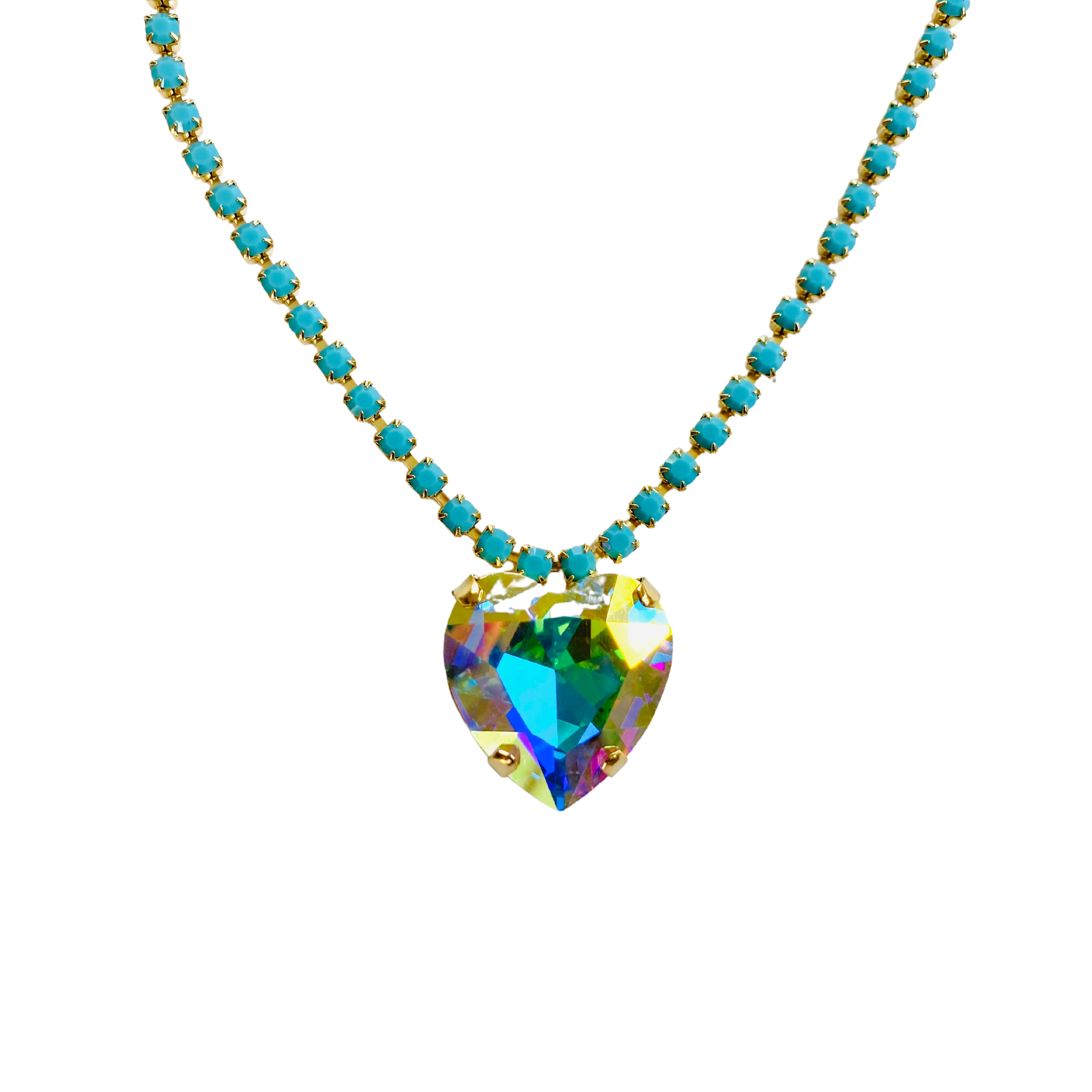 The Pink Reef Women's Heart Of The Ocean Necklace In Crystal Ab In Blue