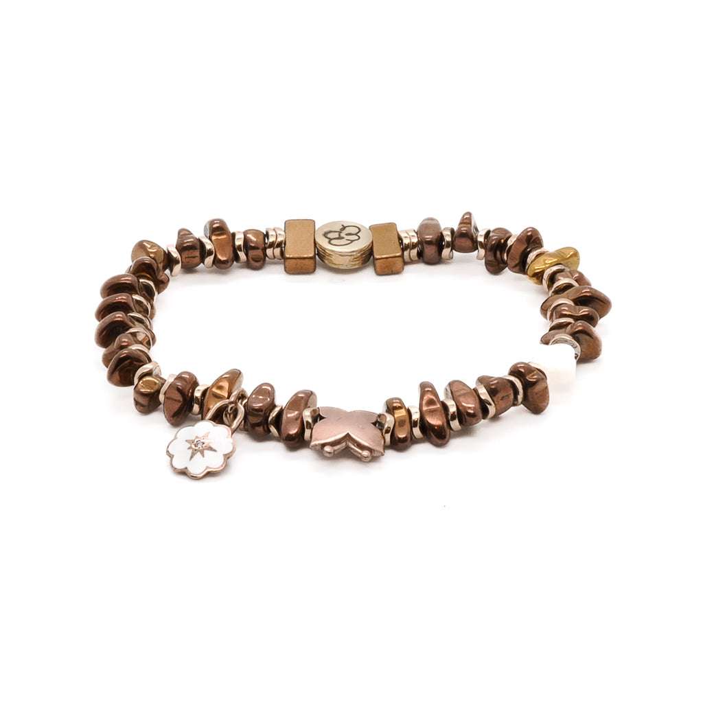 Women’s White / Rose Gold Rose Energy Spring Bracelet Ebru Jewelry