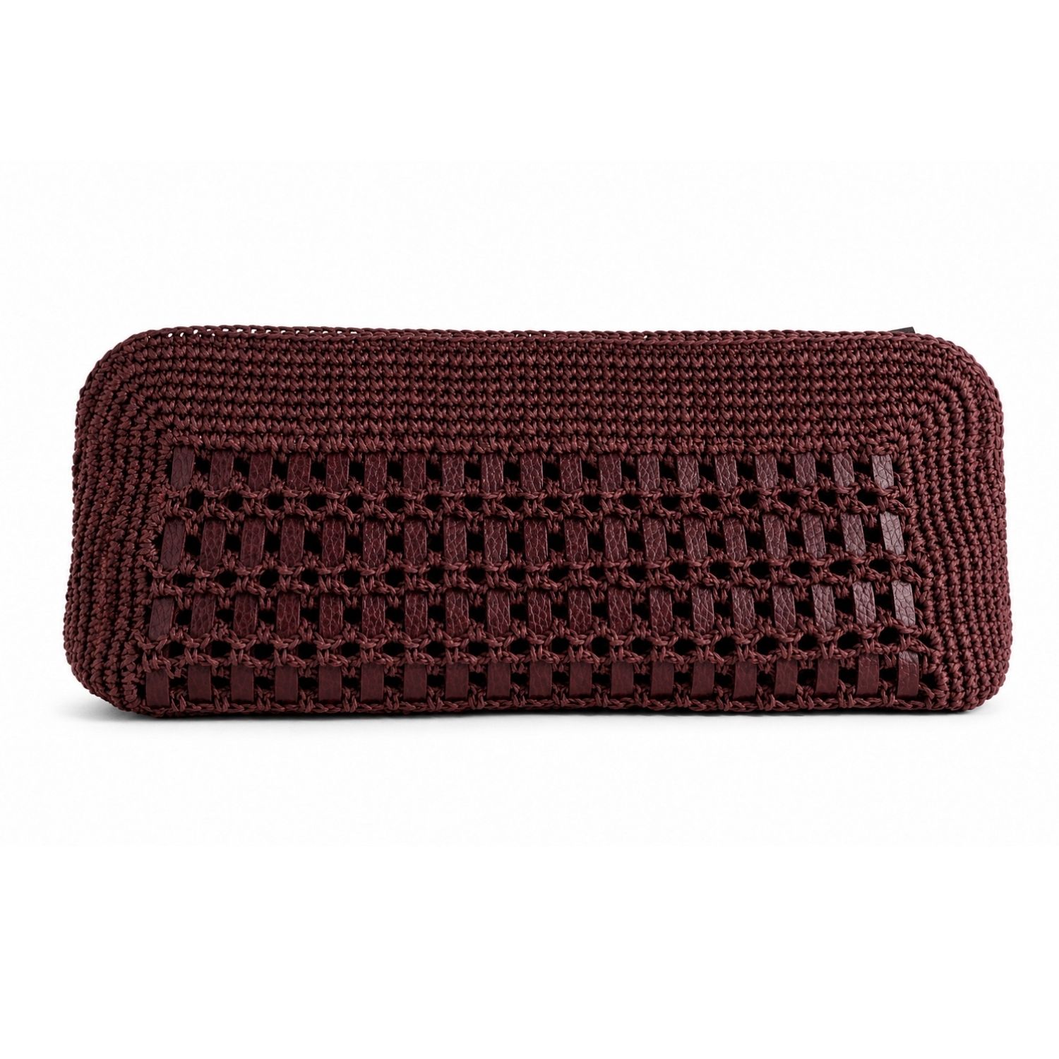 Women's Handwoven Leather Raffia Clutch / Clared Red | Hamel Atelier