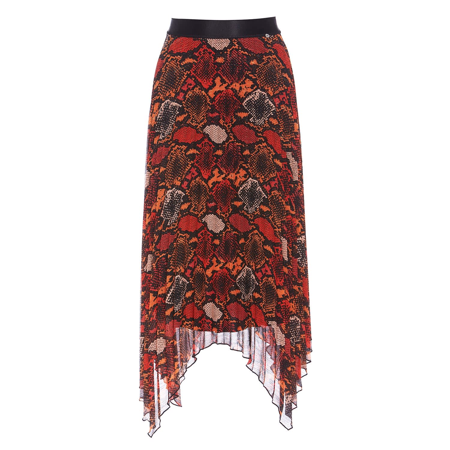 asymmetrical skirt snake print
