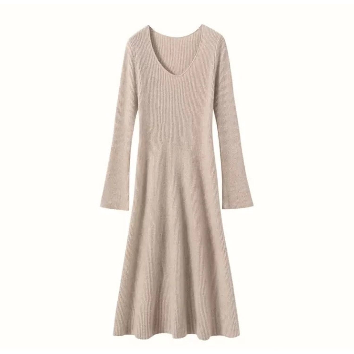 Women's Yellow Cashmere Slim-Fit Versatile Mid-Length Skirt & Stretch Sweater Dress Cream | Xxs | Wjy Studio London