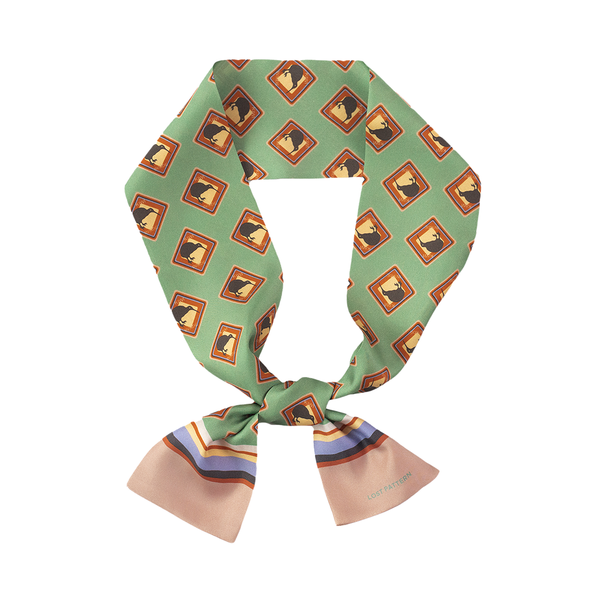Lost Pattern Nyc Women's Kiwi Silk Twill Neck Bow - Green In Green