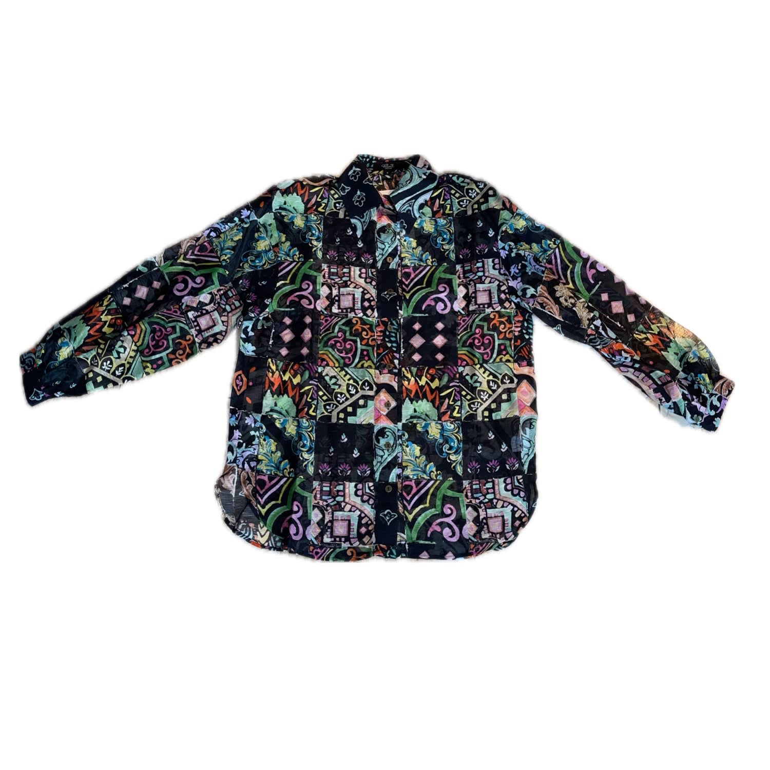 Introvertie Vienna Women's June Silk Linen Blouse - Azulejo Black In Black