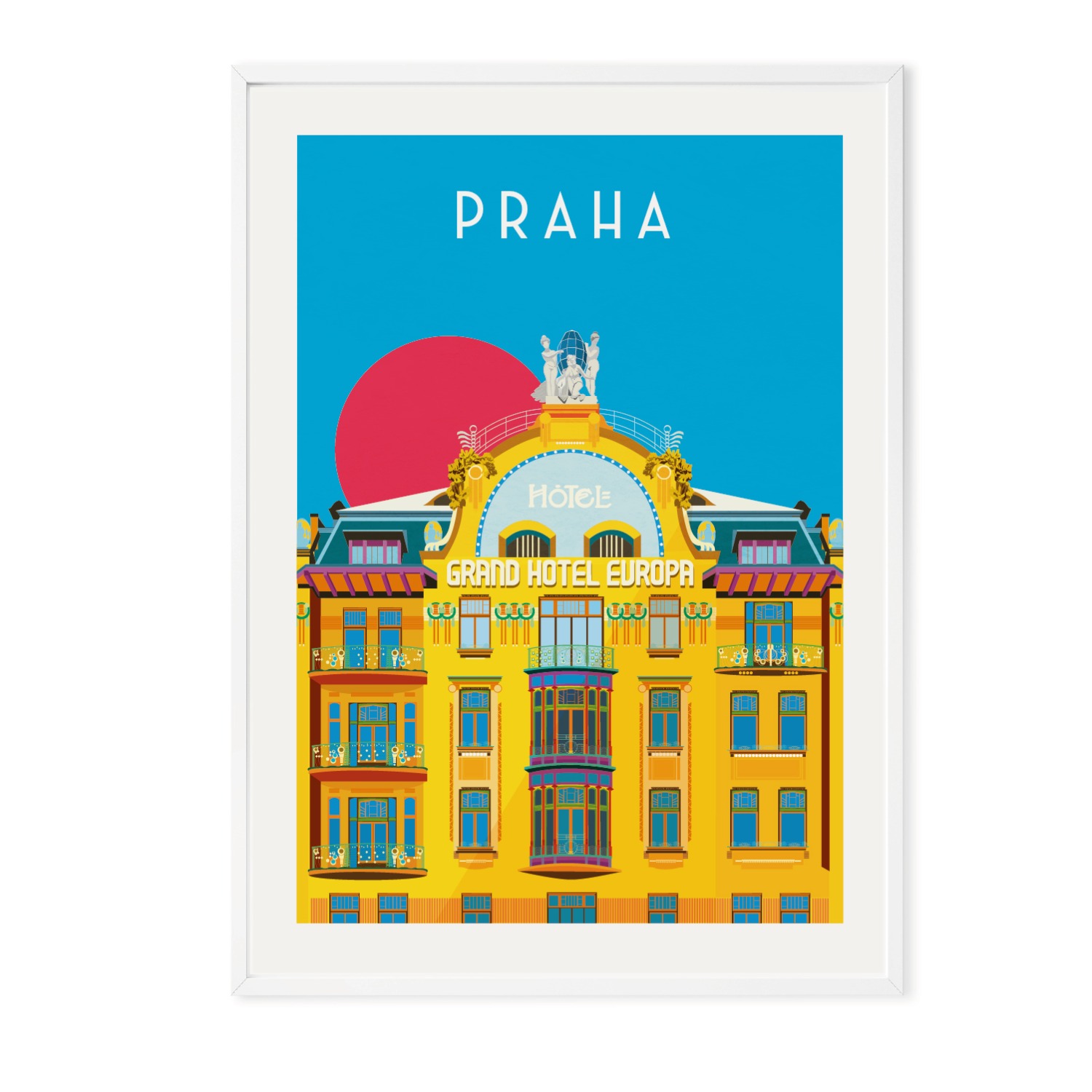 Praha Prague Illustrated Art Print A3 297 X 420Mm Eye for London Prints