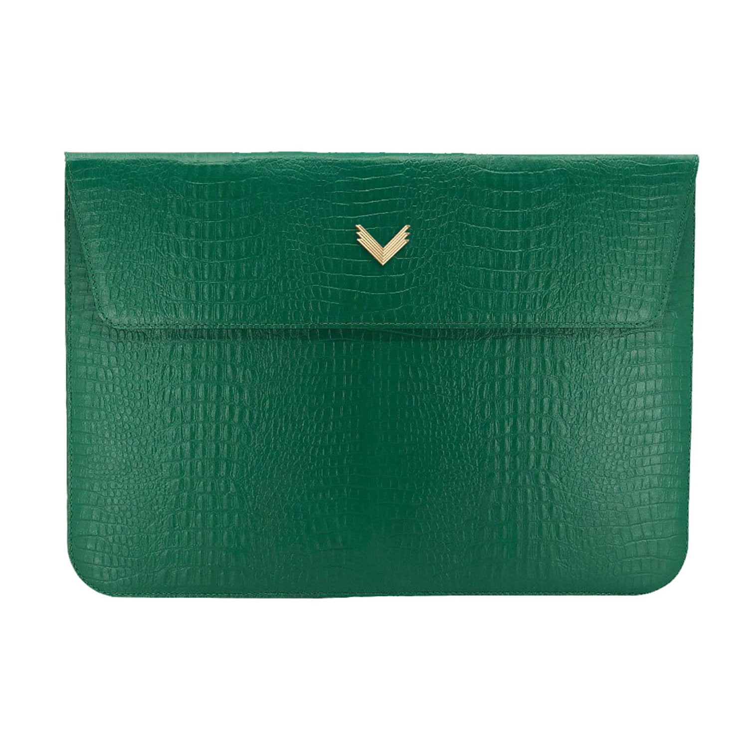 Macbook Laptop Cover, Calf Leather, Alligator Texture, Precious Green 13" Macbook Pro Retina Velante