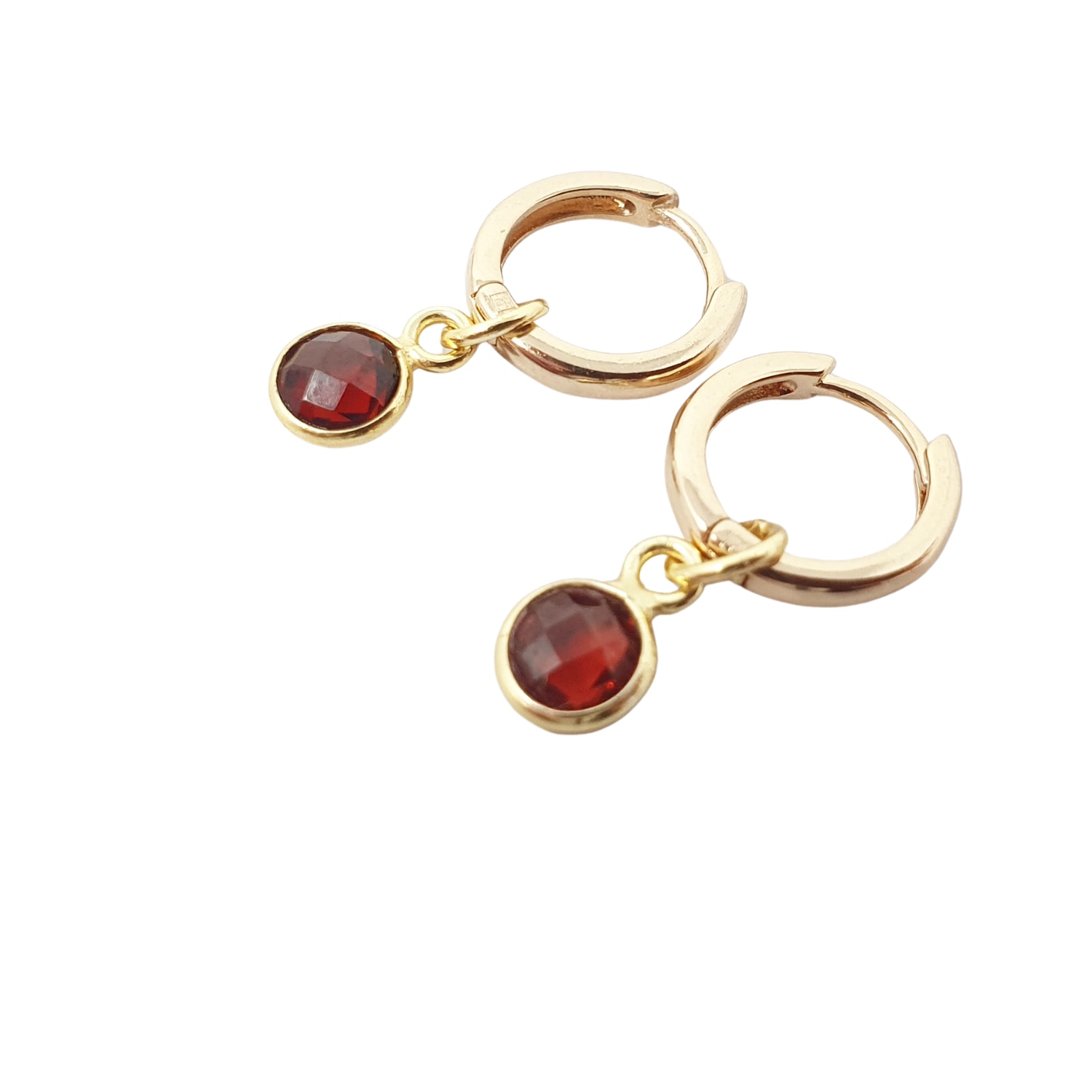 Women’s Red / Gold Mini Garnet January Birthstone Gold Plated Huggies Harfi