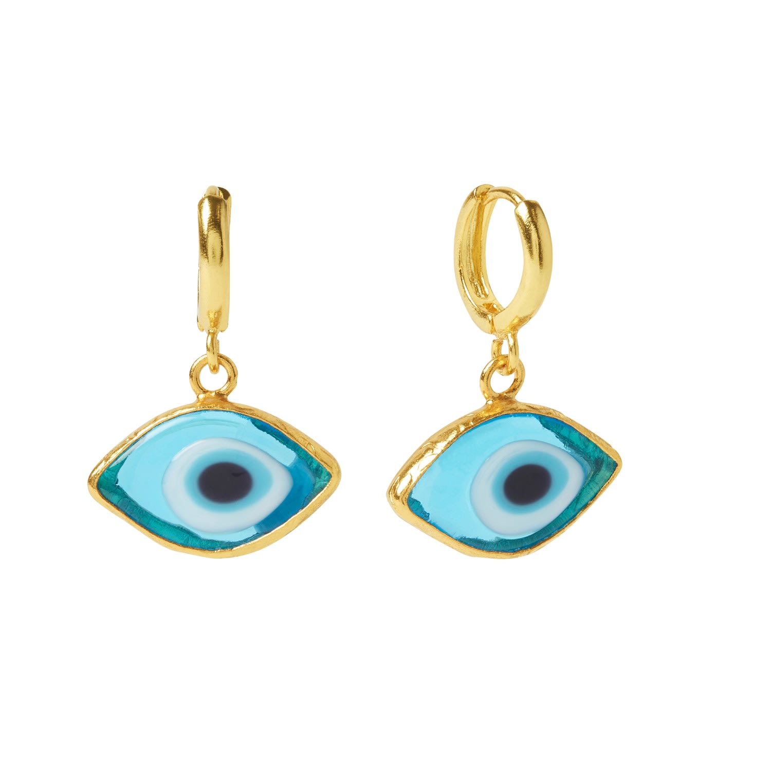 Women’s Bronte Blue Glass Evil Eye Huggie Earrings Ottoman Hands