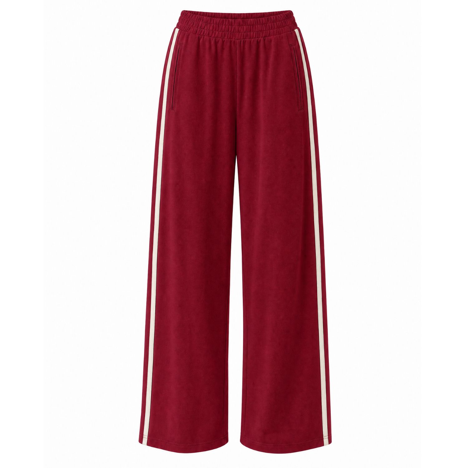 Palm Collective Women's Red Stripe Track Pants- Burgandy