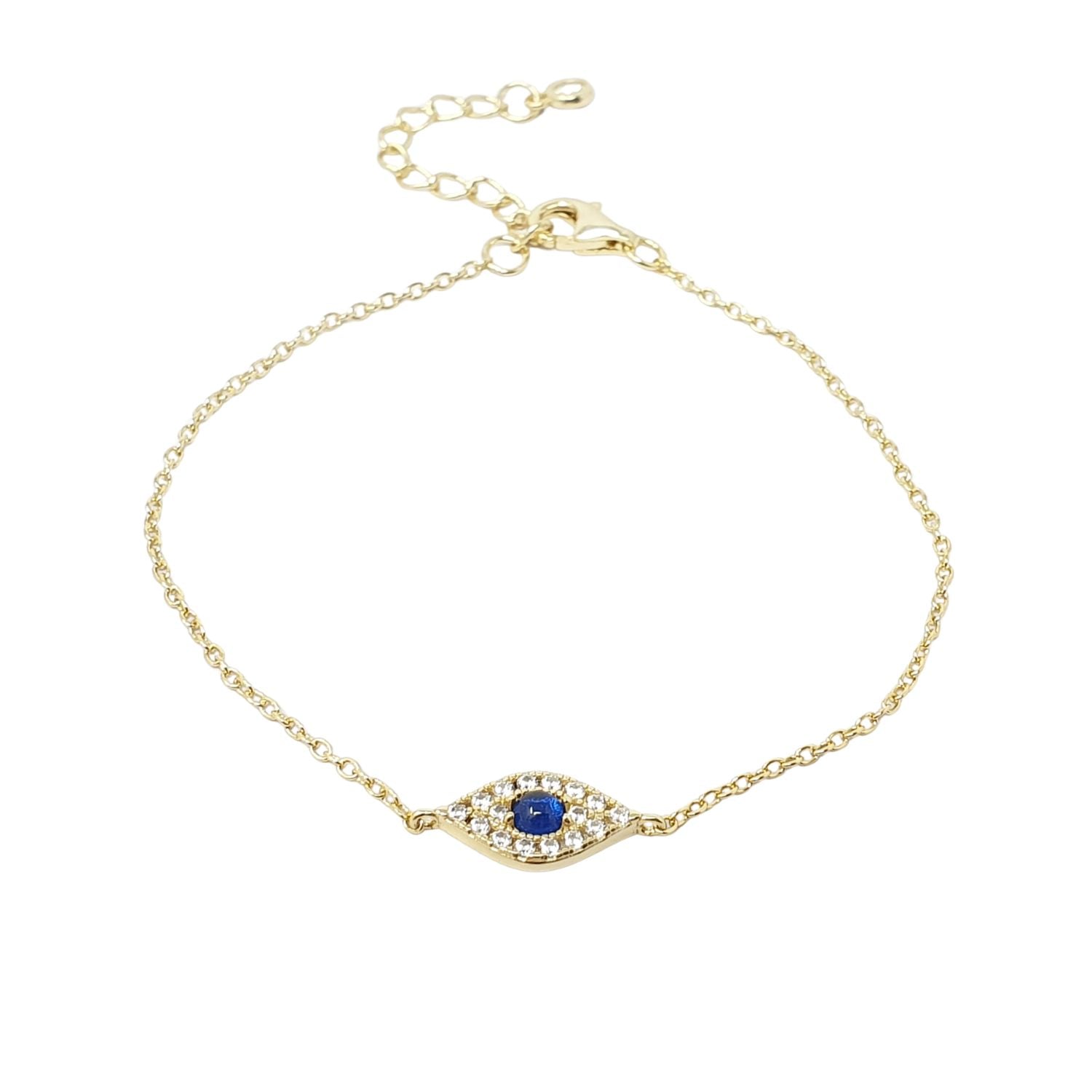 Harfi Women's Gold / Blue Minimalist Elegant Evil Eye Gold Plated Bracelet In Multi