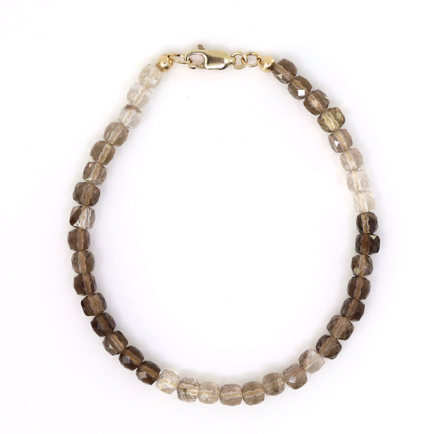 Shar Oke Men's Brown / Gold Smoky Quartz Bracelet