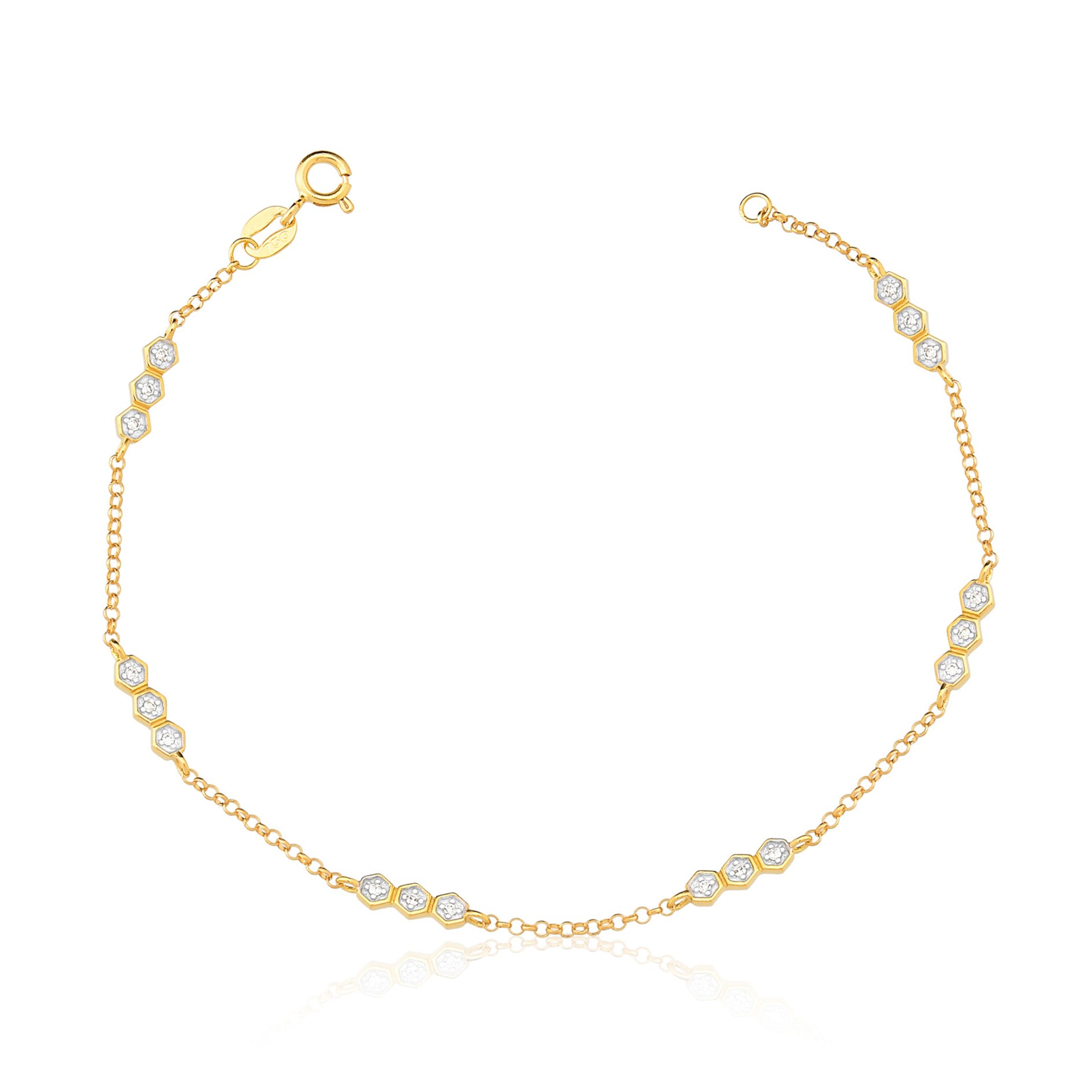 Solio Jewellery Women's White / Yellow / Gold Bubble Trio With Sapphire Bracelet 18k Yellow Gold In Gold