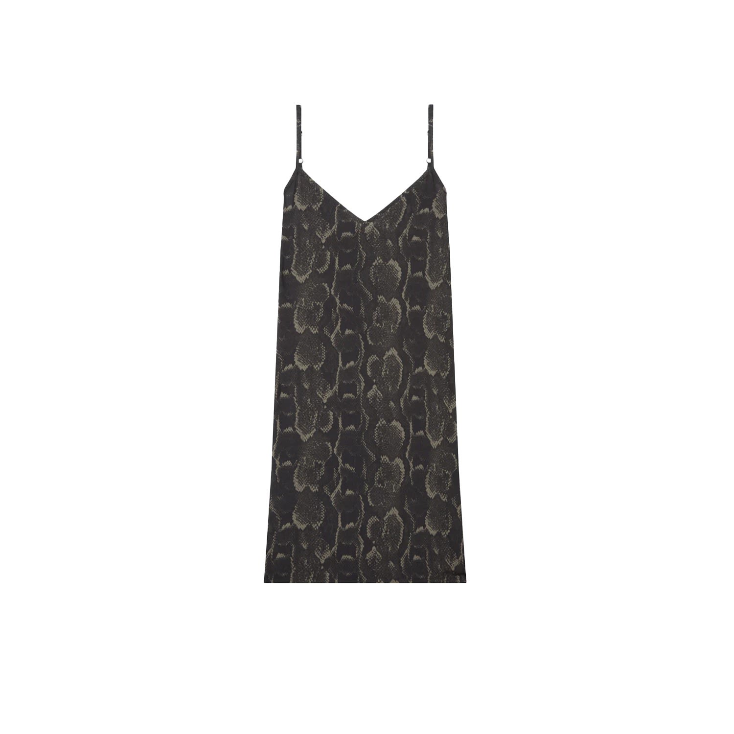 Women’s Black V Neck Slip Dress - Dark Desert Snake Small OTHER UK