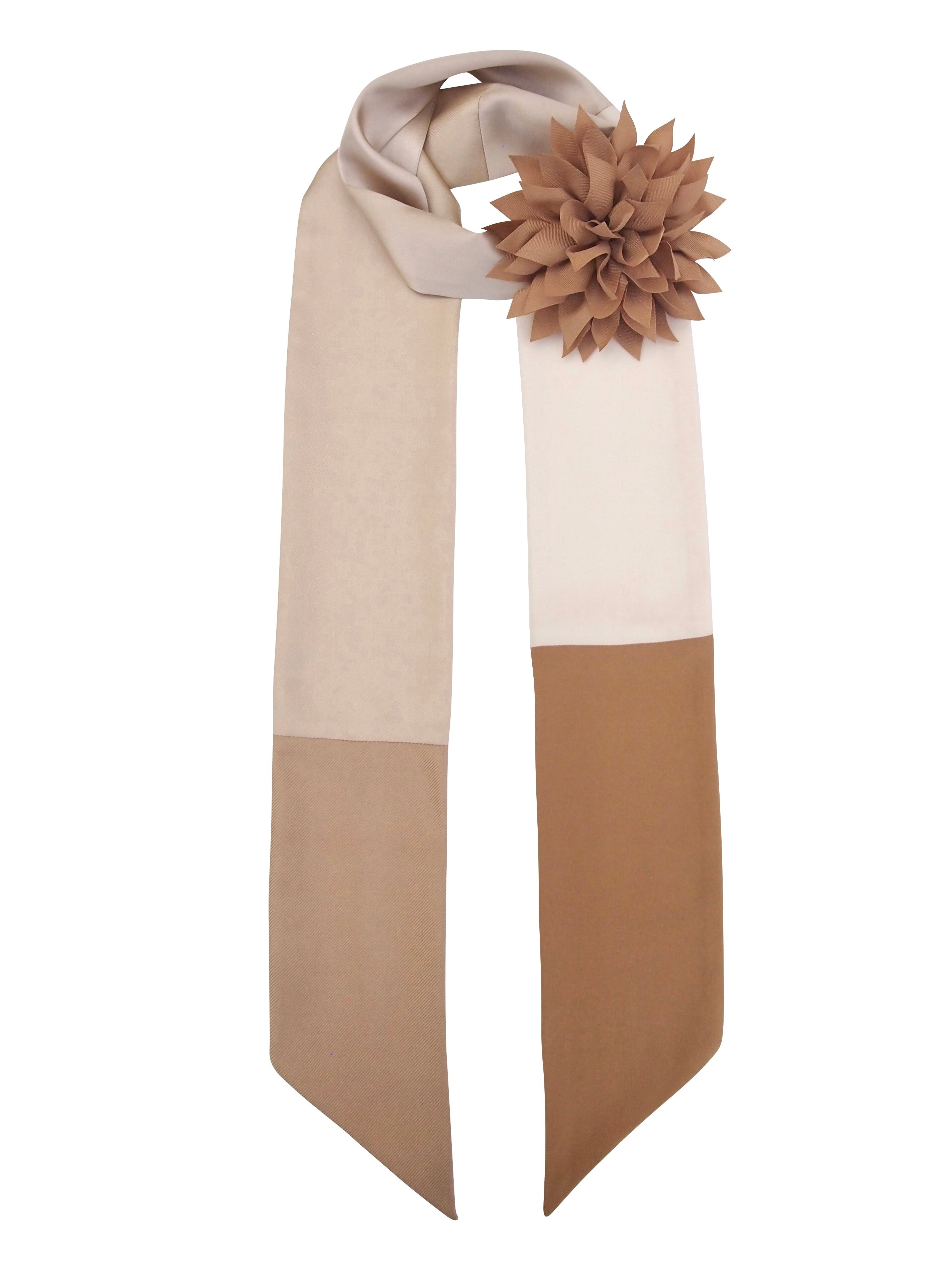 Capitana Women's Neutrals / Gold Noto 4-in-1 Silk Scarf & Flower Set – Beige, Cream & Camel In Gold