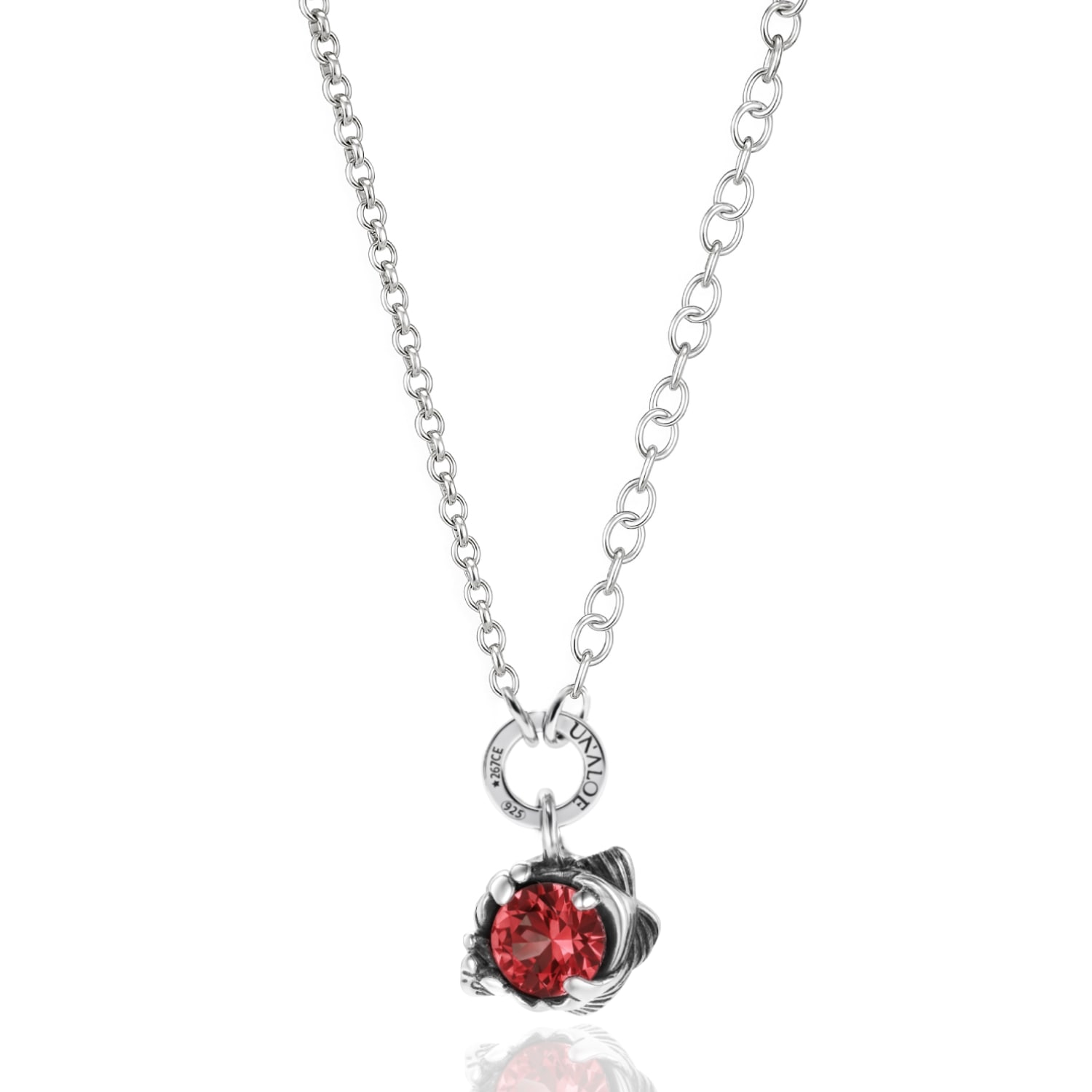 Unaloe Silver / Red Coleus Circulus Necklace Silver With Red Zirconia - Elegant Women's Jewelry In Multi