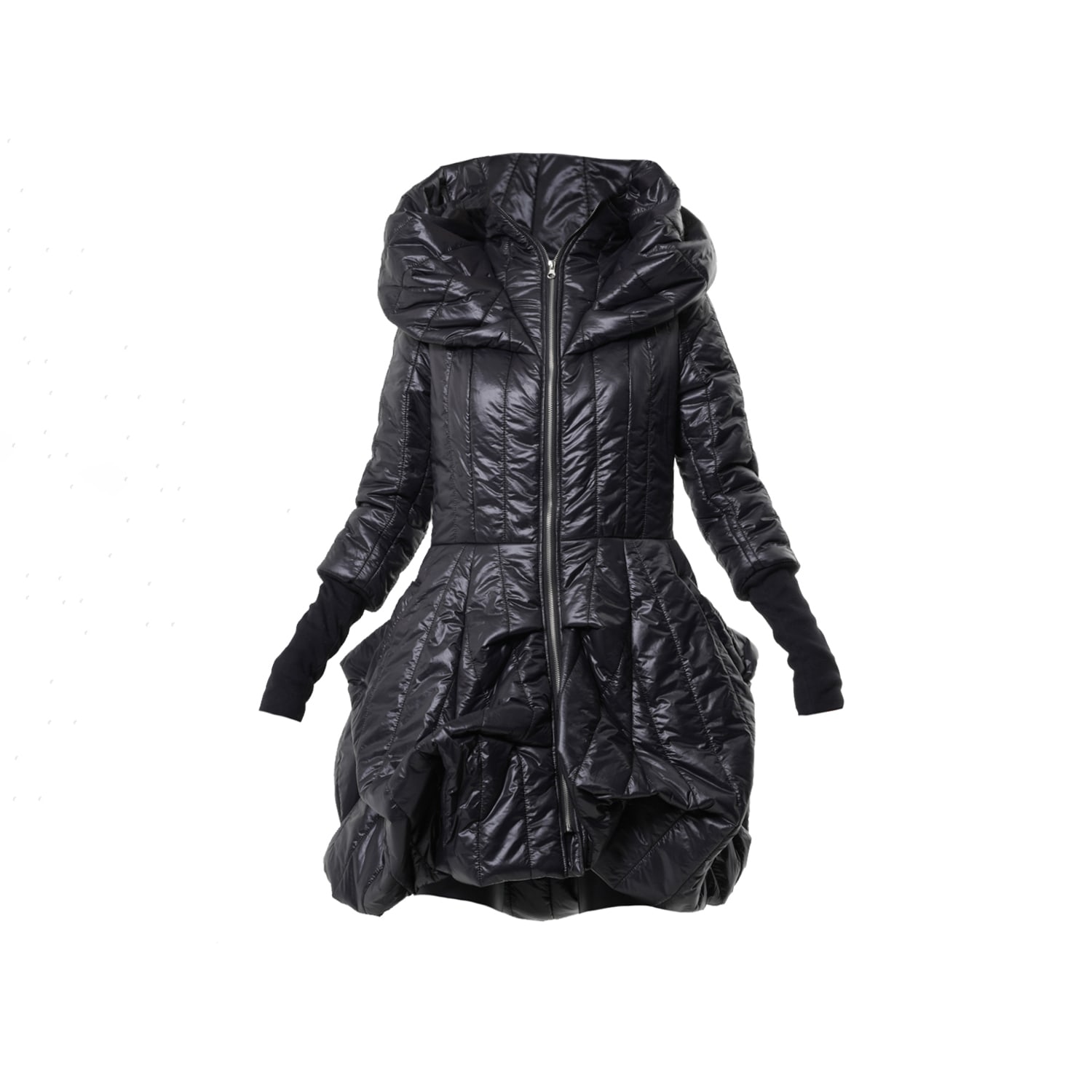 Women's Extravagant Puffy Coat In Black | Medium | Metamorphoza