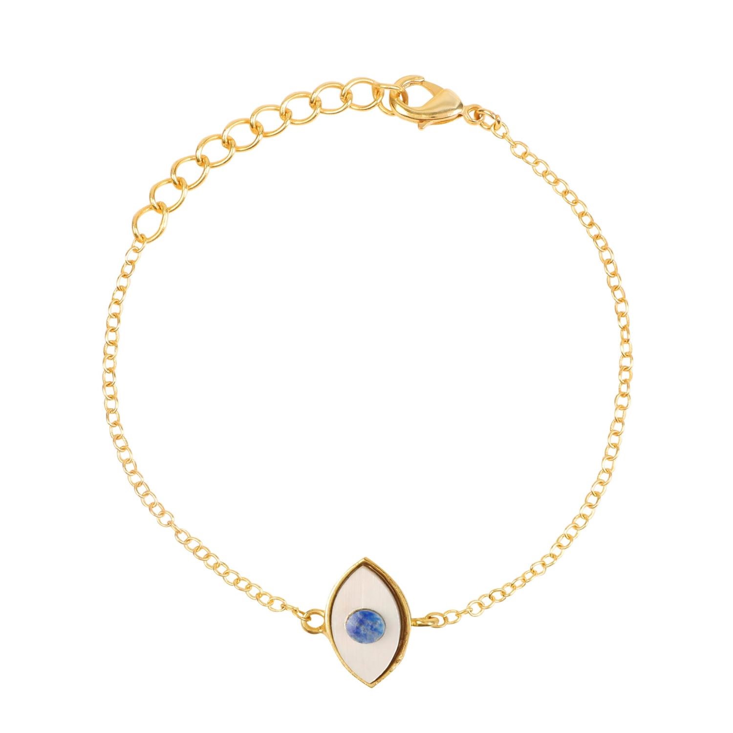 Lila Rasa Women's Gold / White Evil Eye Bracelet For Protection To Ward Off Evil. In Multi