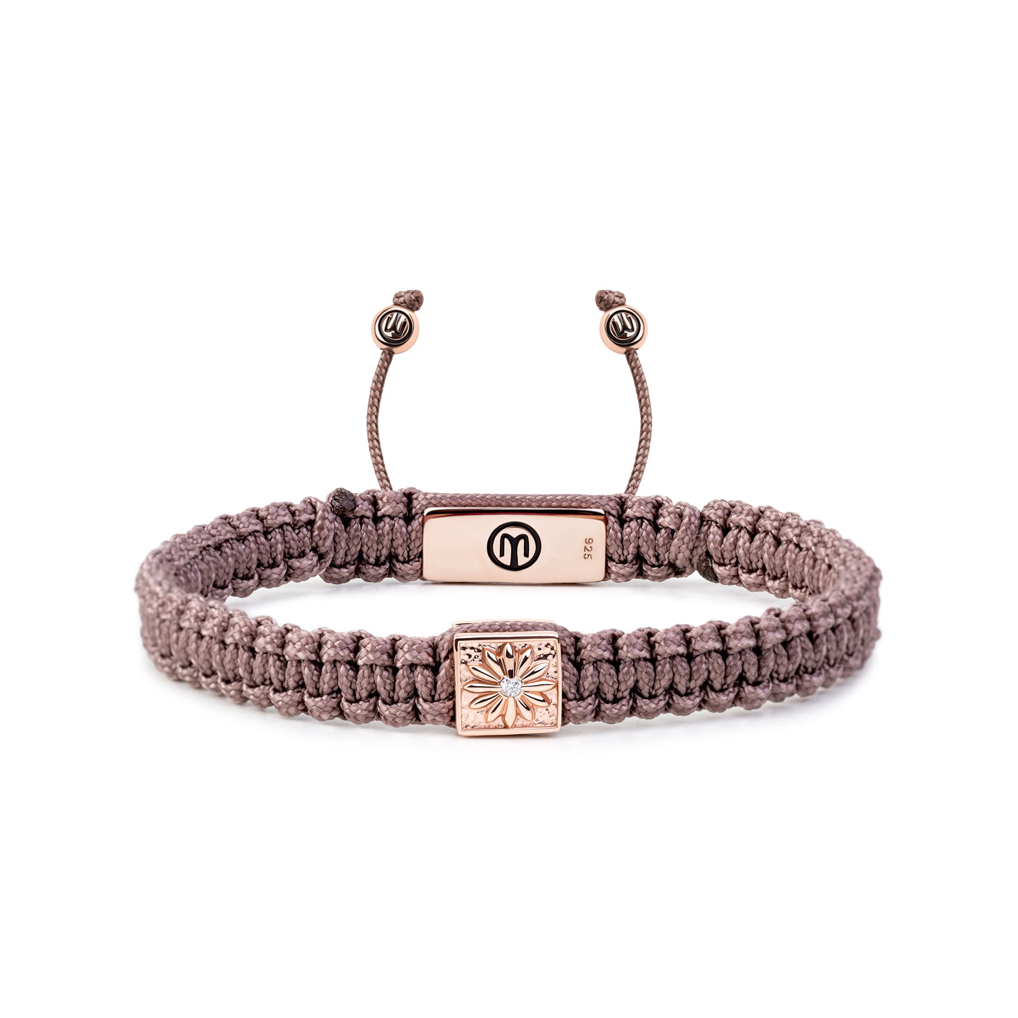Mahigan Women's Brown / Rose Gold Dark Mauve Macráme Bracelet With White Moissanite In Rose Gold