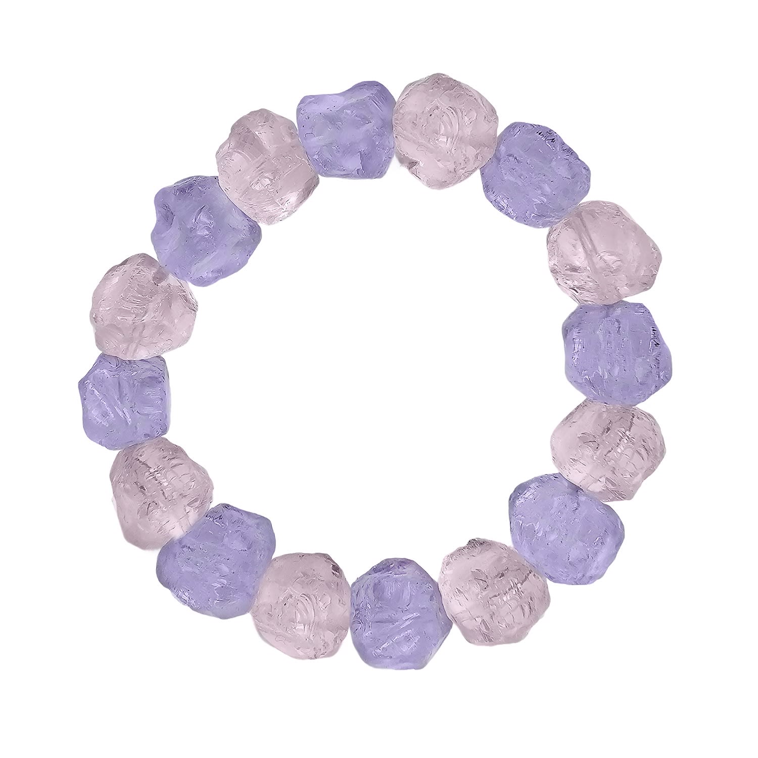 Farra Women's Pink / Purple Nugget Amethyst And Rose Quartz Stretchy Bracelet