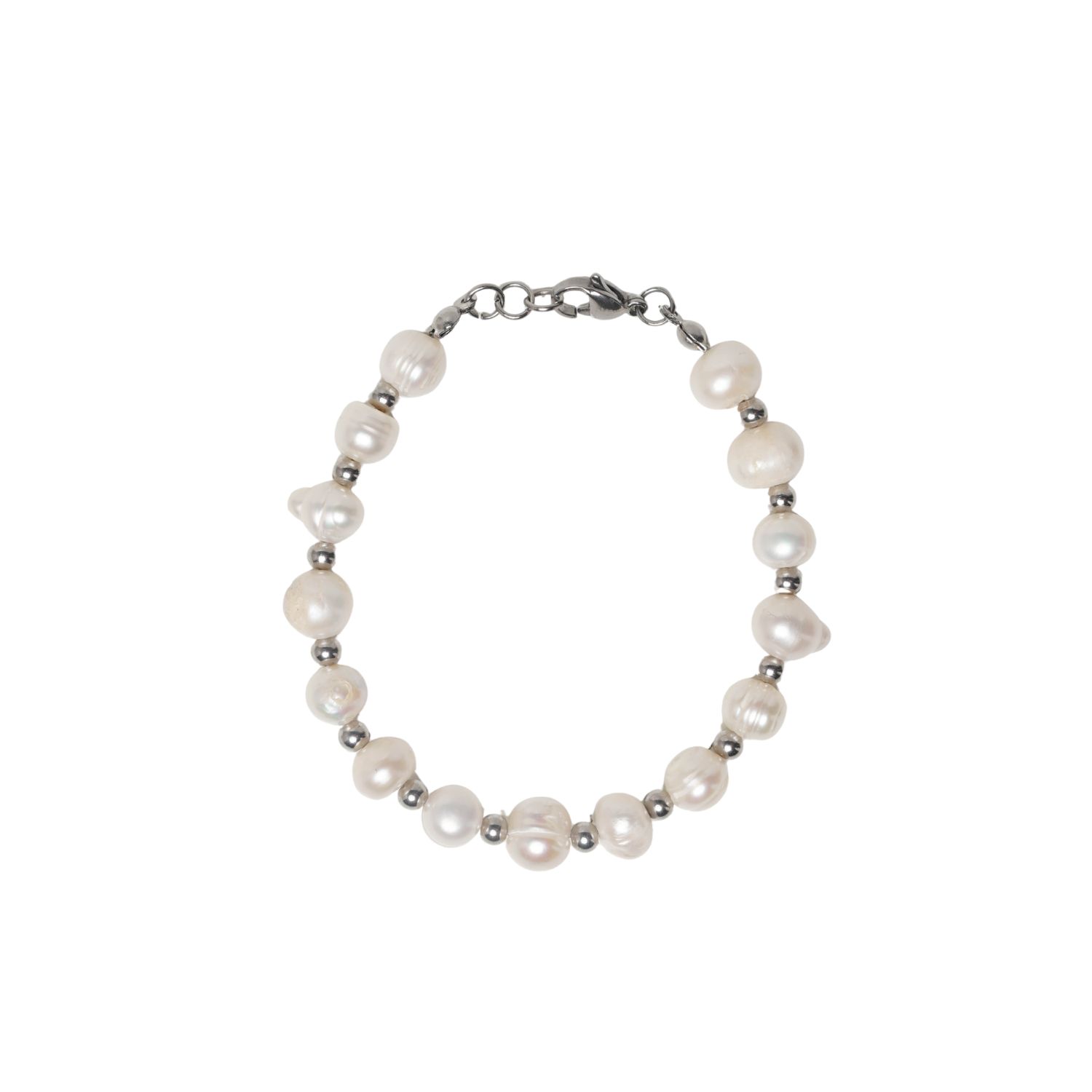 Urbane Jewelry Studio Men's White / Silver Rebel Pearl Bracelet In Neutral