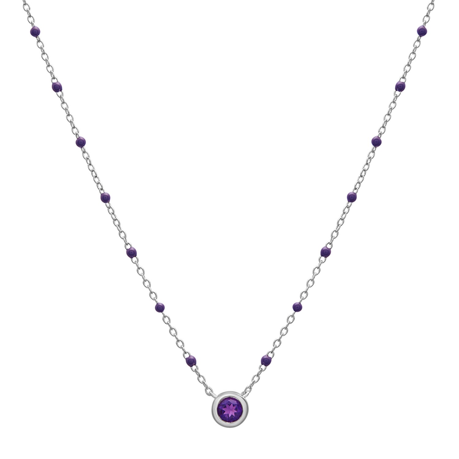 Women’s Pink / Purple Birthstone Enamel Necklace - Amethyst Miki & Jane