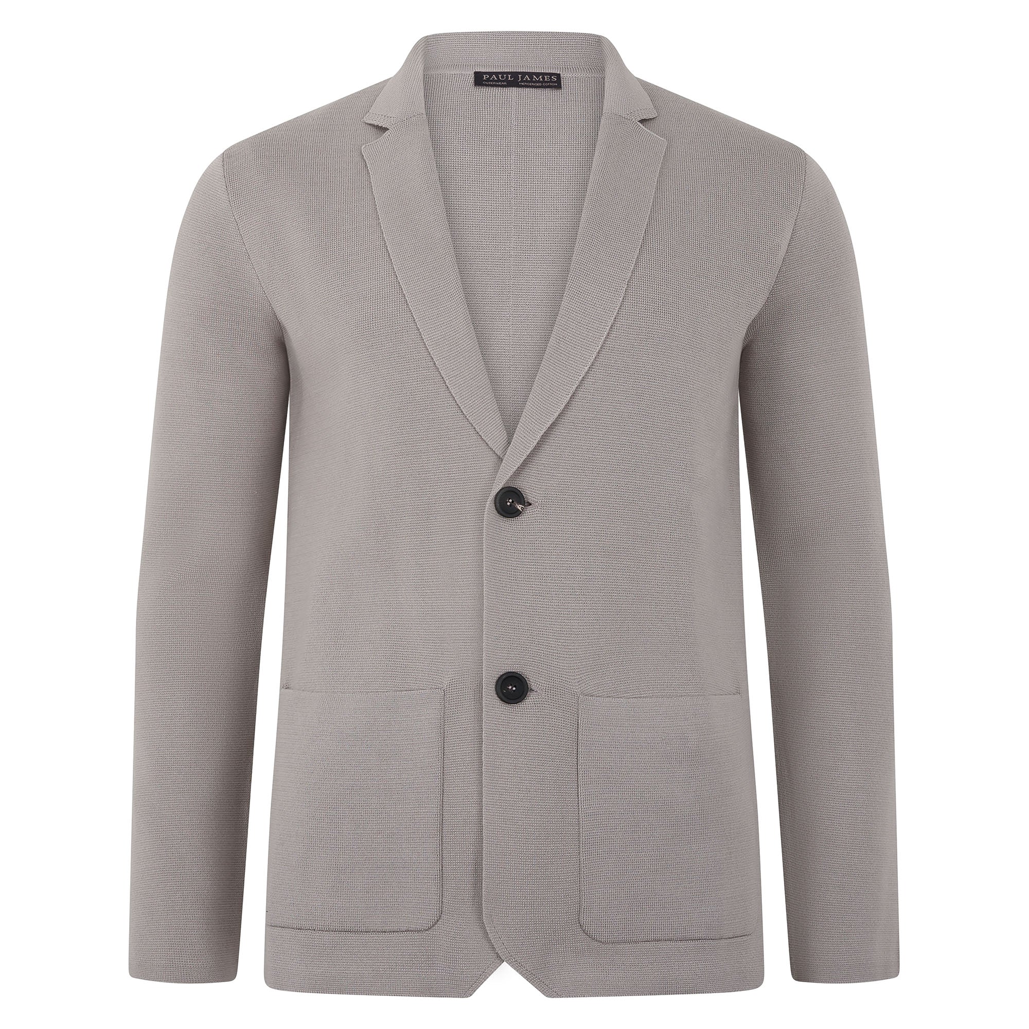 Paul James Knitwear Grey Mens Lightweight Mercerised Cotton Giuseppe Knitted Blazer - Taupe In Grey