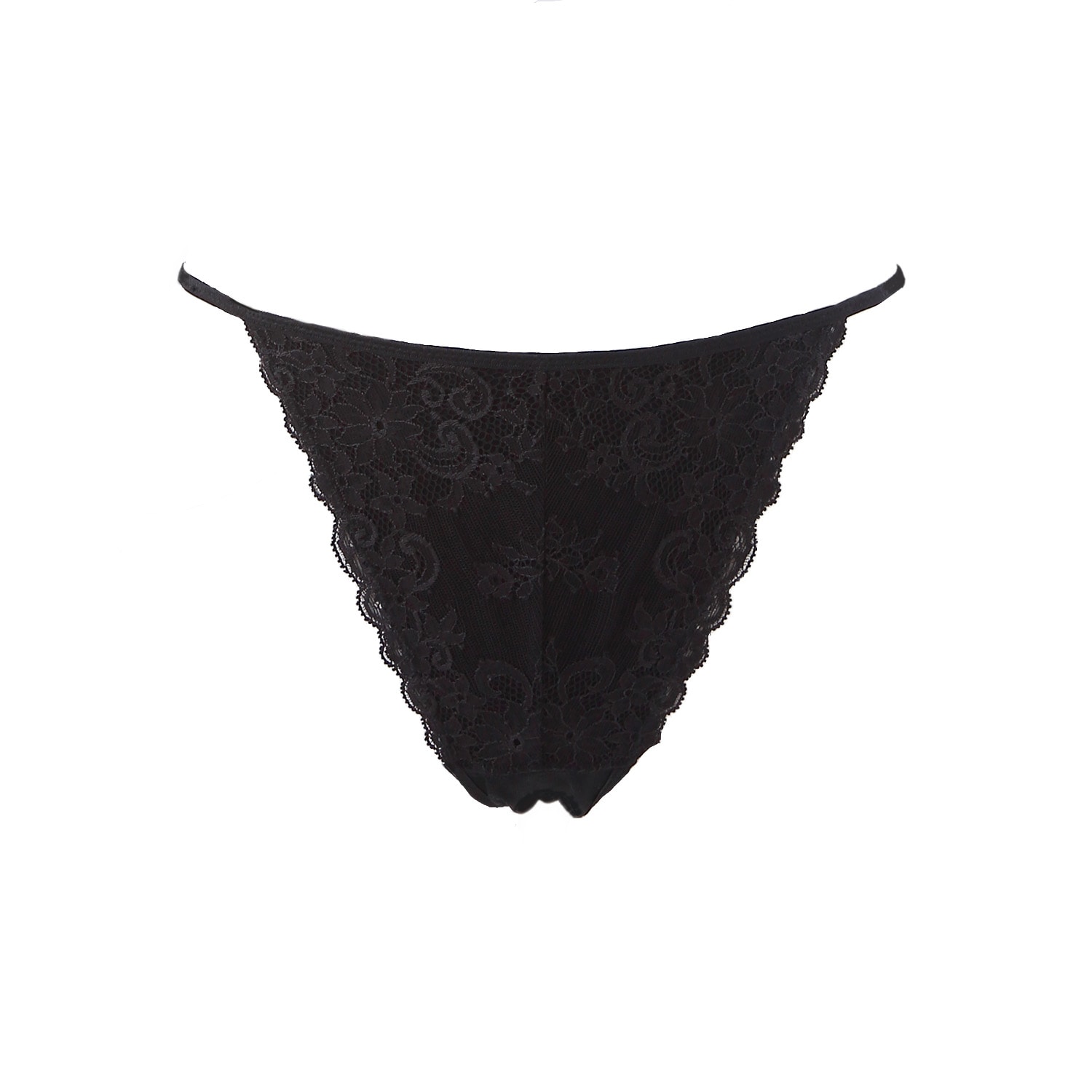 Aromatique Women's Filoscotzia Cotton Thong With Leavers Lace, Black In Black