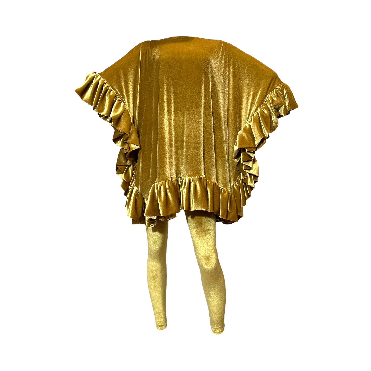 Women’s Gold Mini Ruffle Dress & Leggings Set Small Julia Clancey