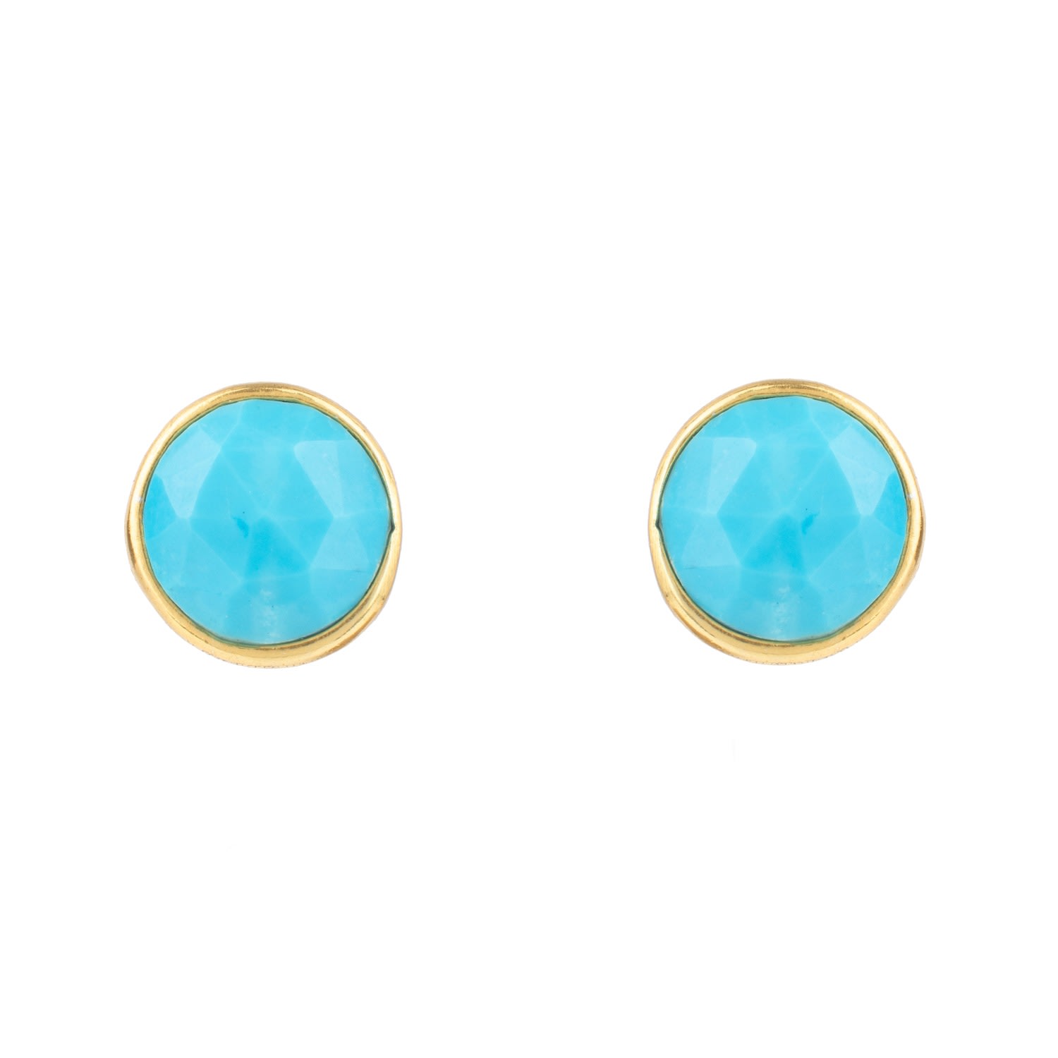 Women’s Green / Blue / Gold Medium Circle Stud Earrings Gold Turquoise Latelita