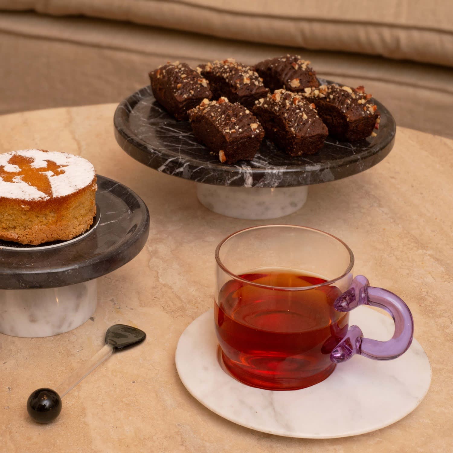 Tea Time Coffee & Tea Glass Cup With Spiral Handle - Pink & Purple